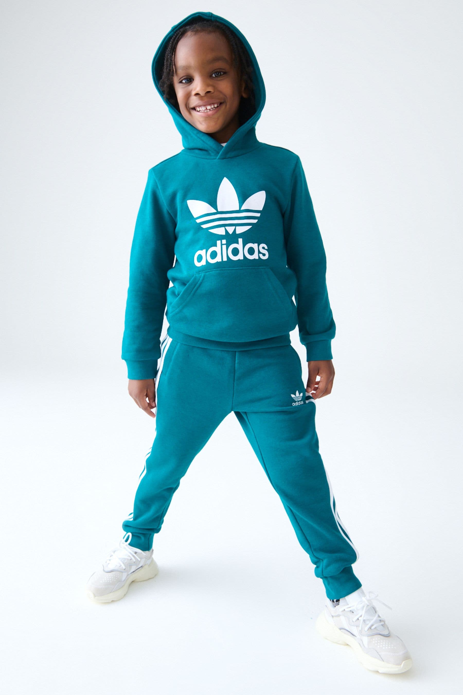 adidas Teal Blue Kids Originals Adicolor Hoodie Set