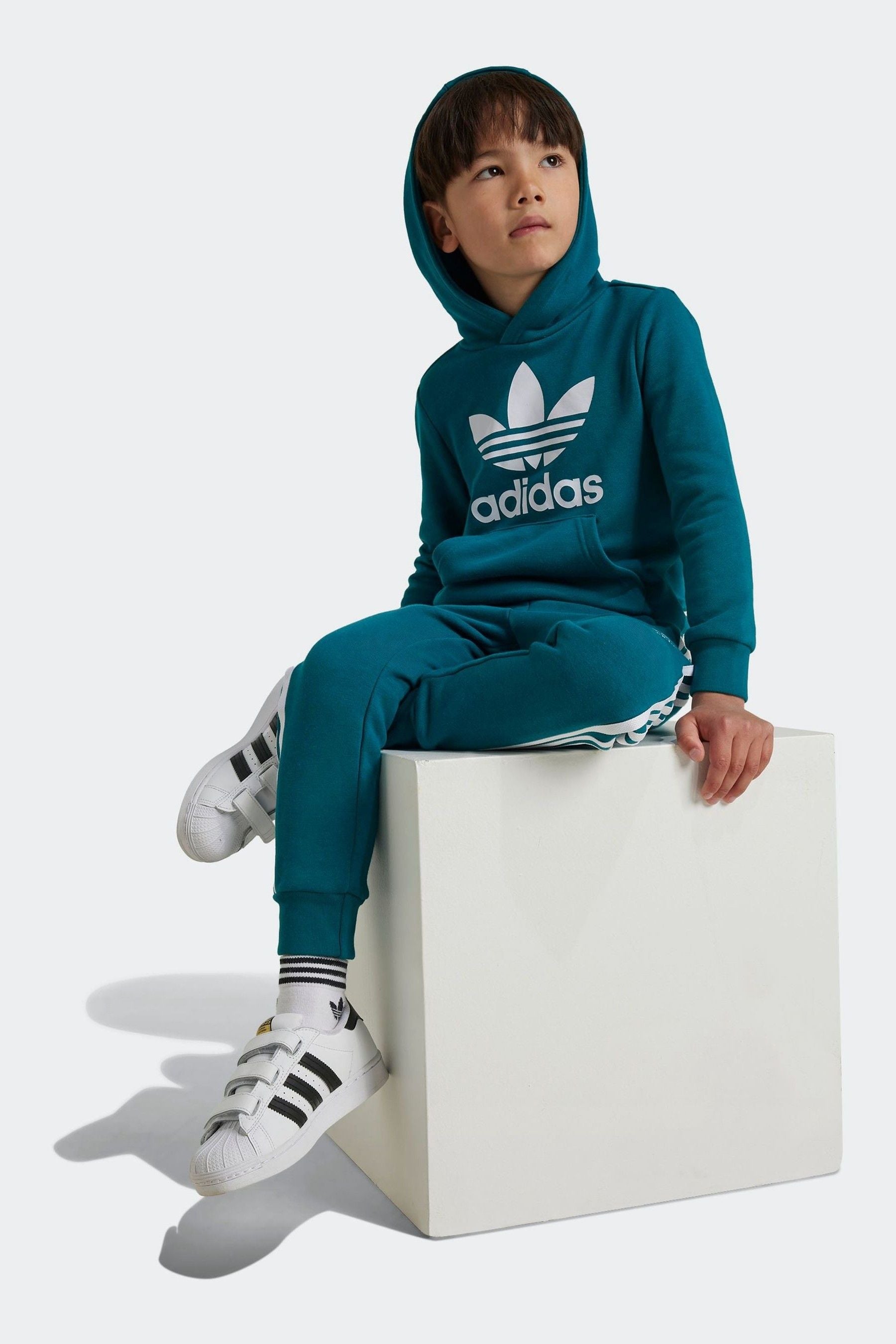 adidas Teal Blue Kids Originals Adicolor Hoodie Set