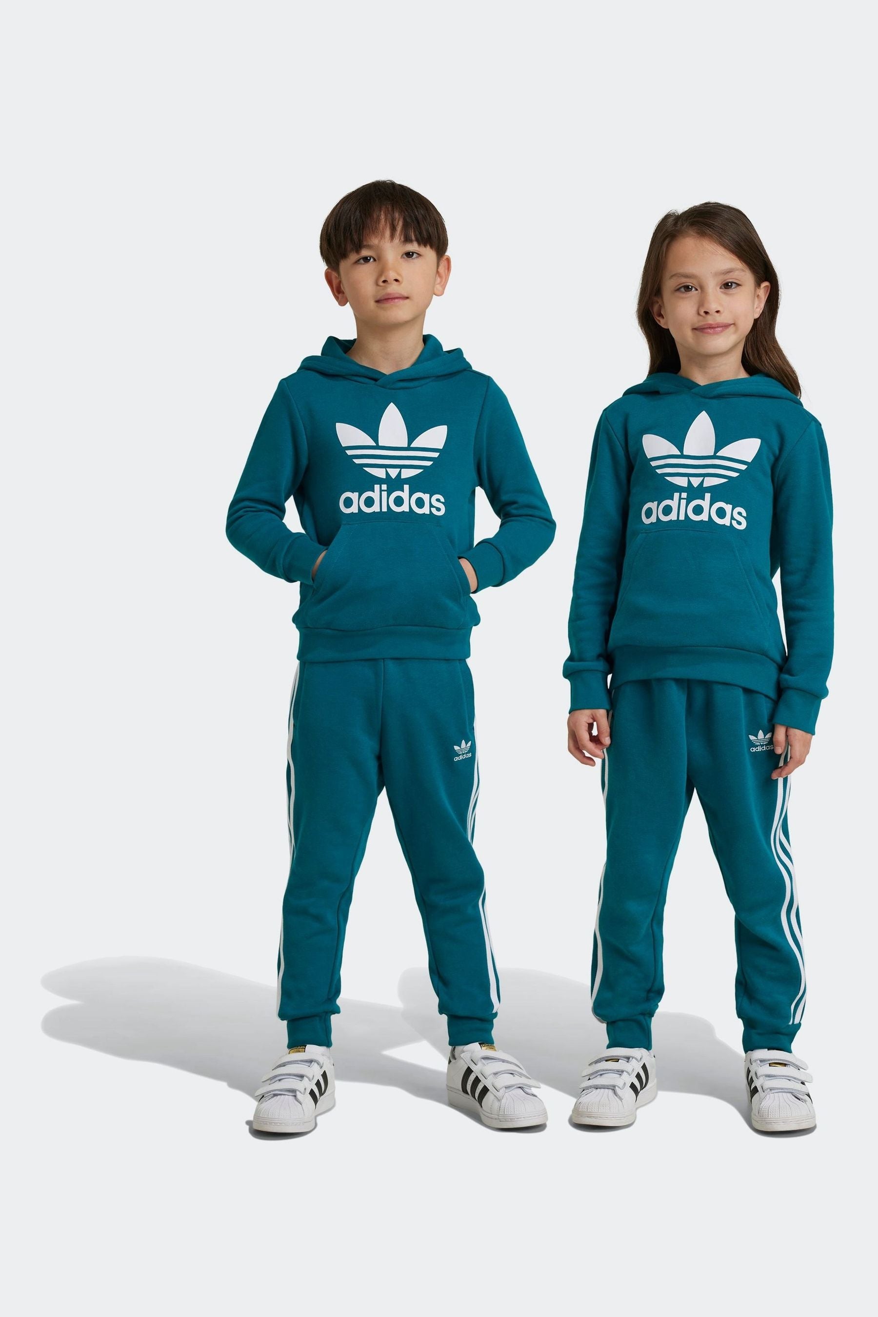 adidas Teal Blue Kids Originals Adicolor Hoodie Set