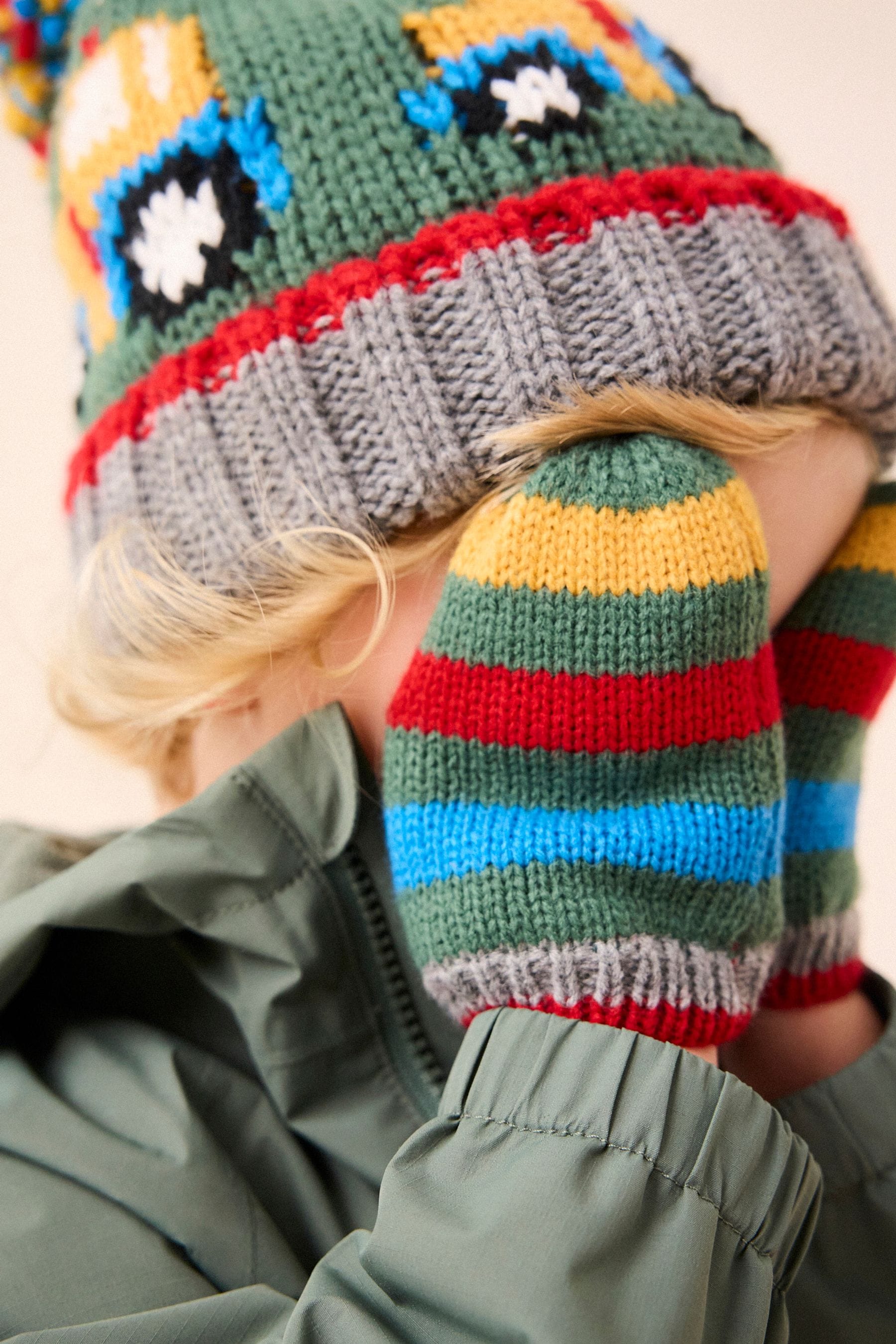 Green Tractor Hat And Mittens Set (3mths-10yrs)