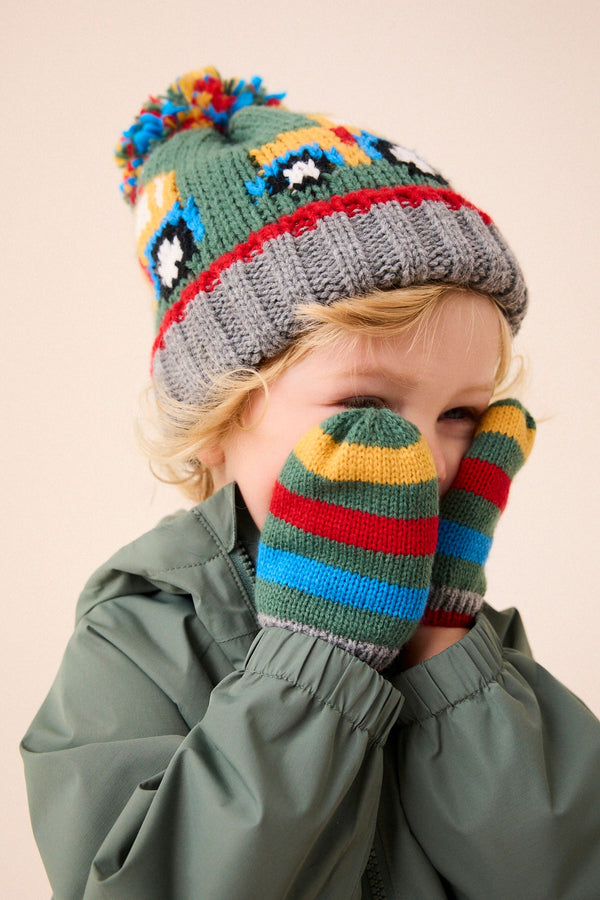 Green Tractor Hat And Mittens Set (3mths-10yrs)