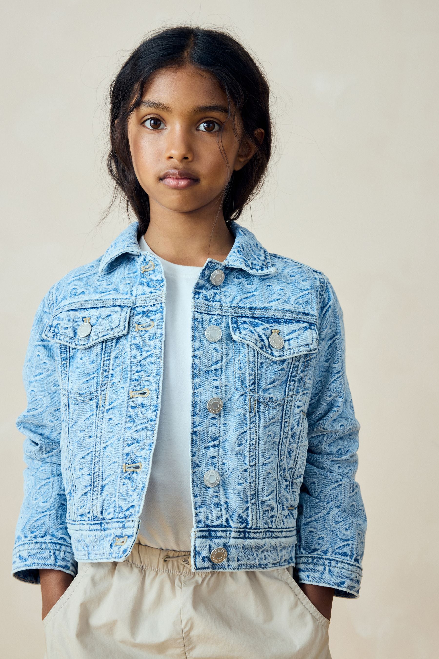 Mid Blue Denim Denim Heart Western 100% Cotton Jacket (3-16yrs)