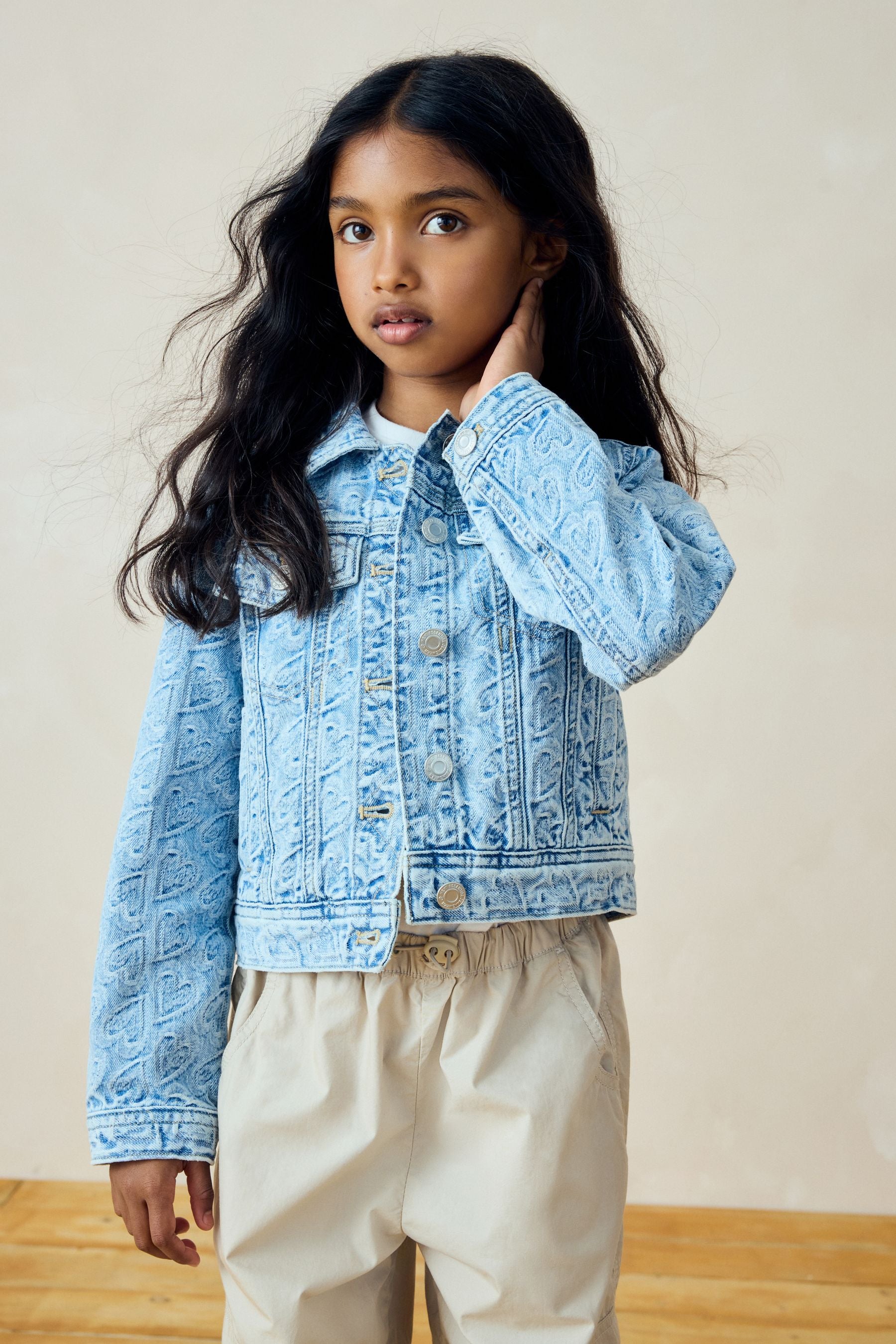 Mid Blue Denim Denim Heart Western 100% Cotton Jacket (3-16yrs)