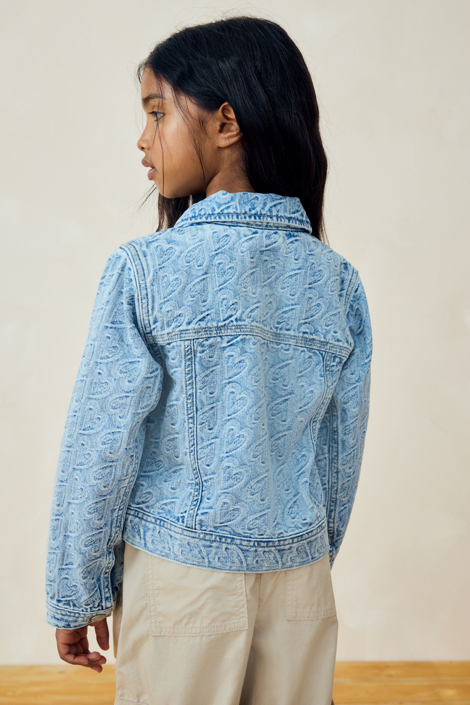 Mid Blue Denim Denim Heart Western 100% Cotton Jacket (3-16yrs)