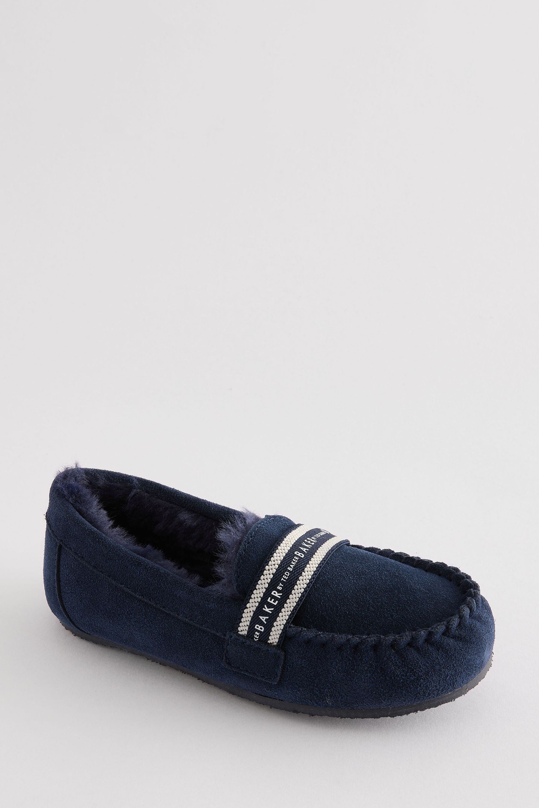 Baker by Ted Baker Boys Navy Moccasin Slippers