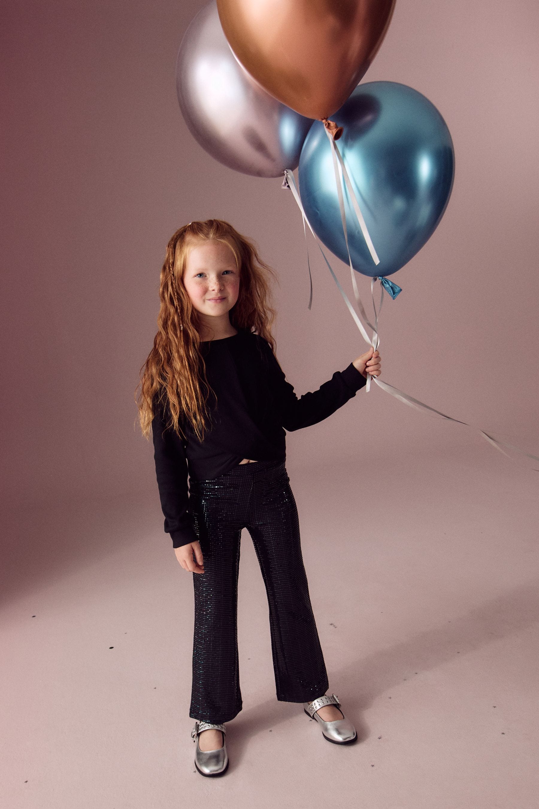 Black Sparkle Flared Leggings (3-16yrs)