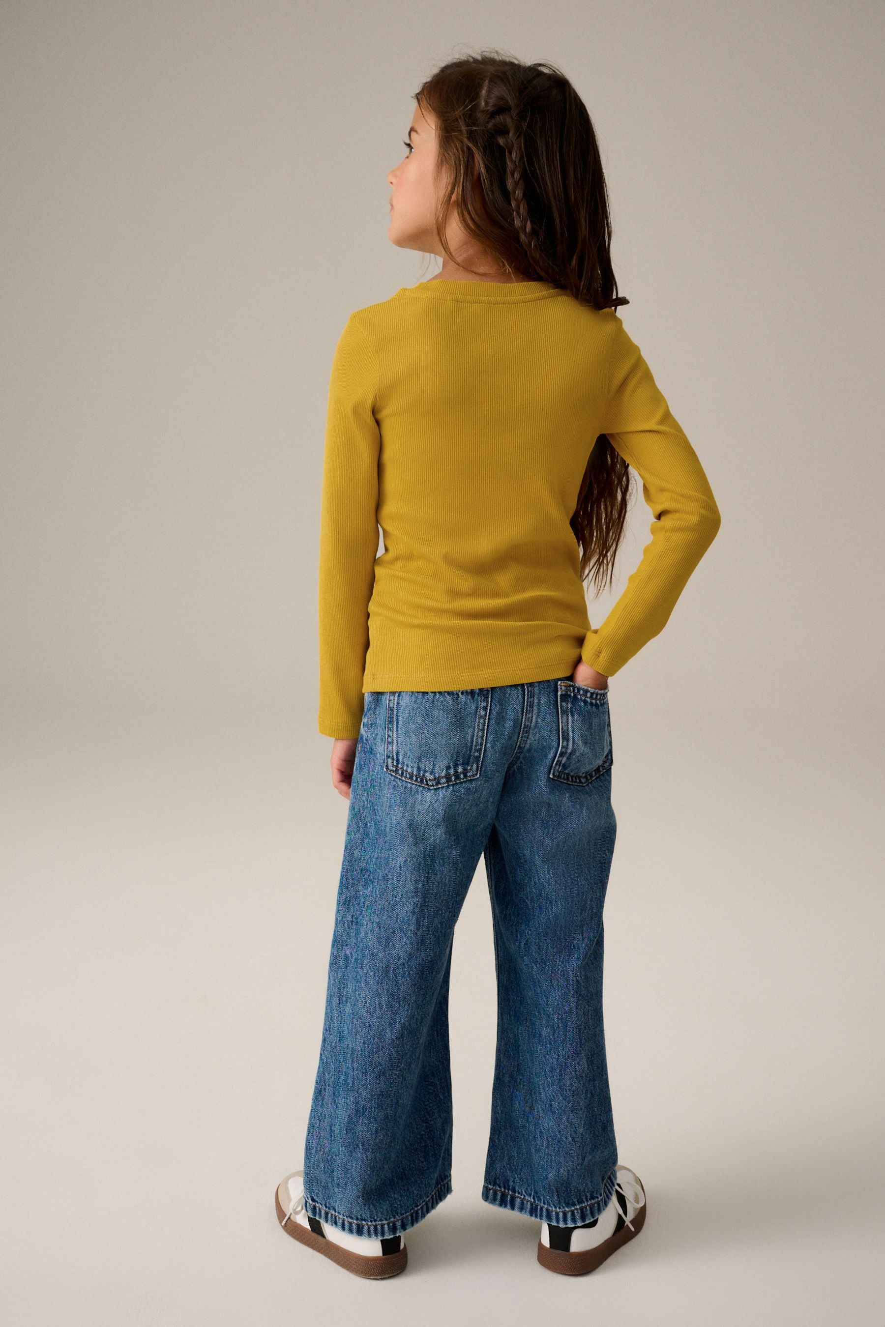 Ochre Yellow 1 Pack Long Sleeve Ribbed Top (3-16yrs)