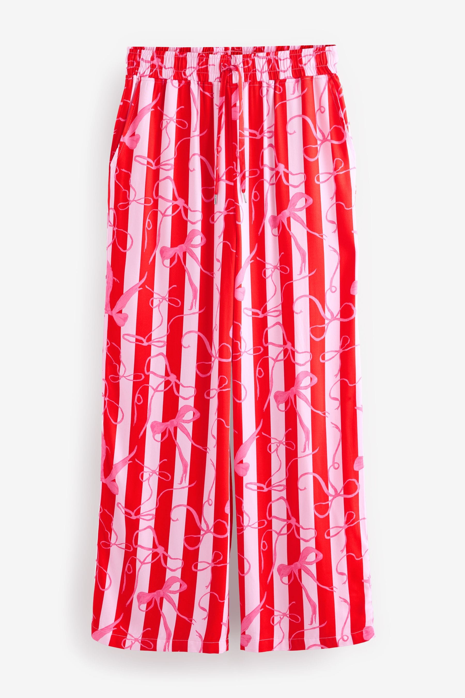 Red/Pink Bow Stripe Button Through Pyjamas