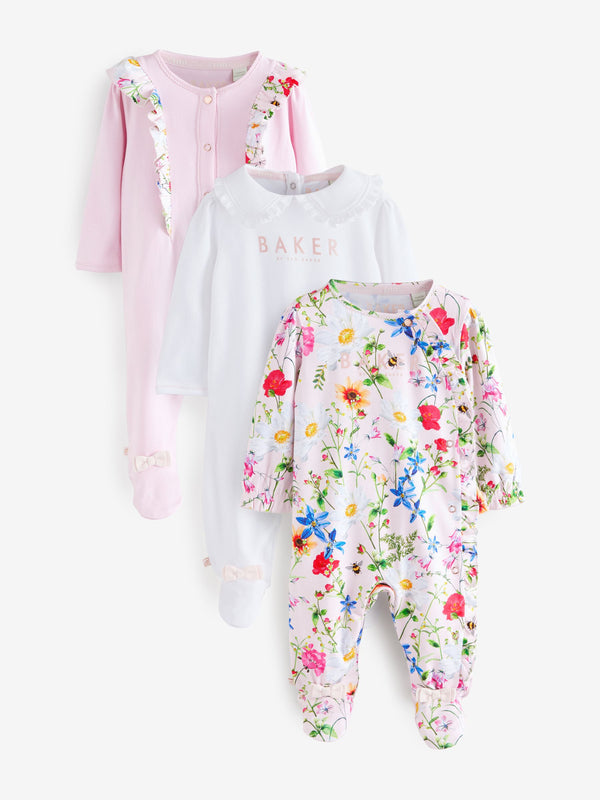 Baker by Ted Baker 100% Cotton Sleepsuits 3 Pack