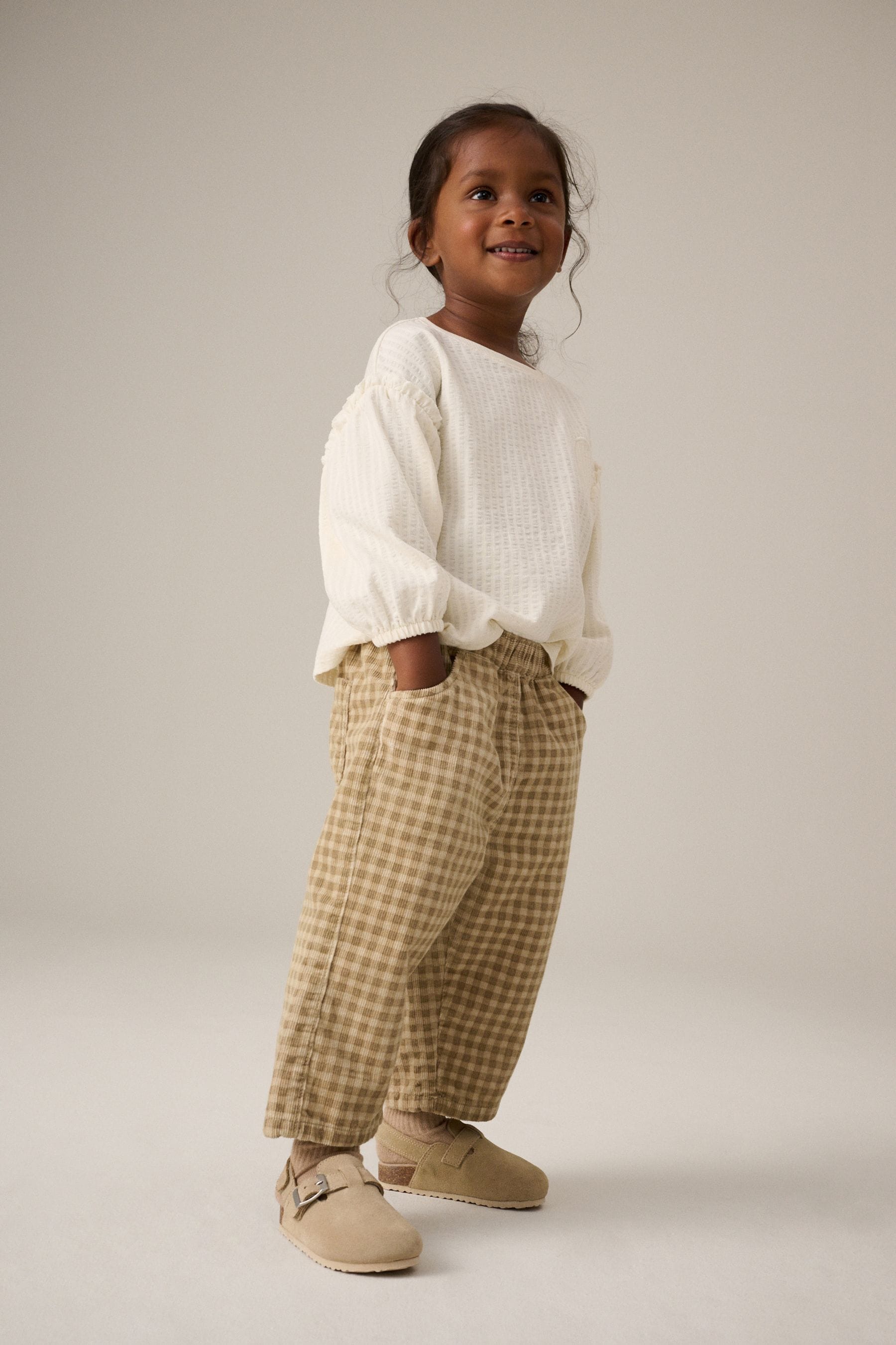 Neutral 100% Cotton Check Cord Trousers (3mths-7yrs)