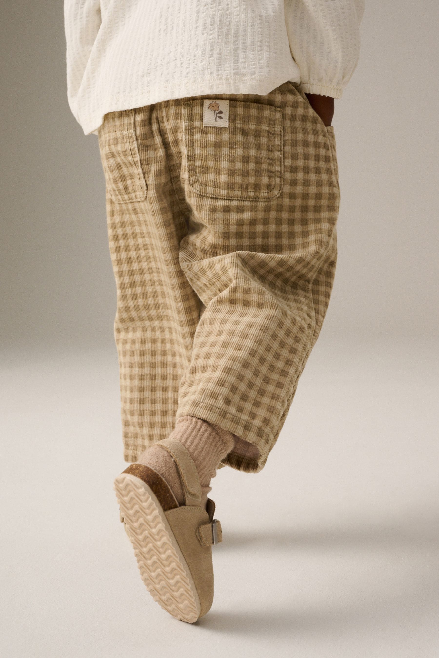 Neutral 100% Cotton Check Cord Trousers (3mths-7yrs)