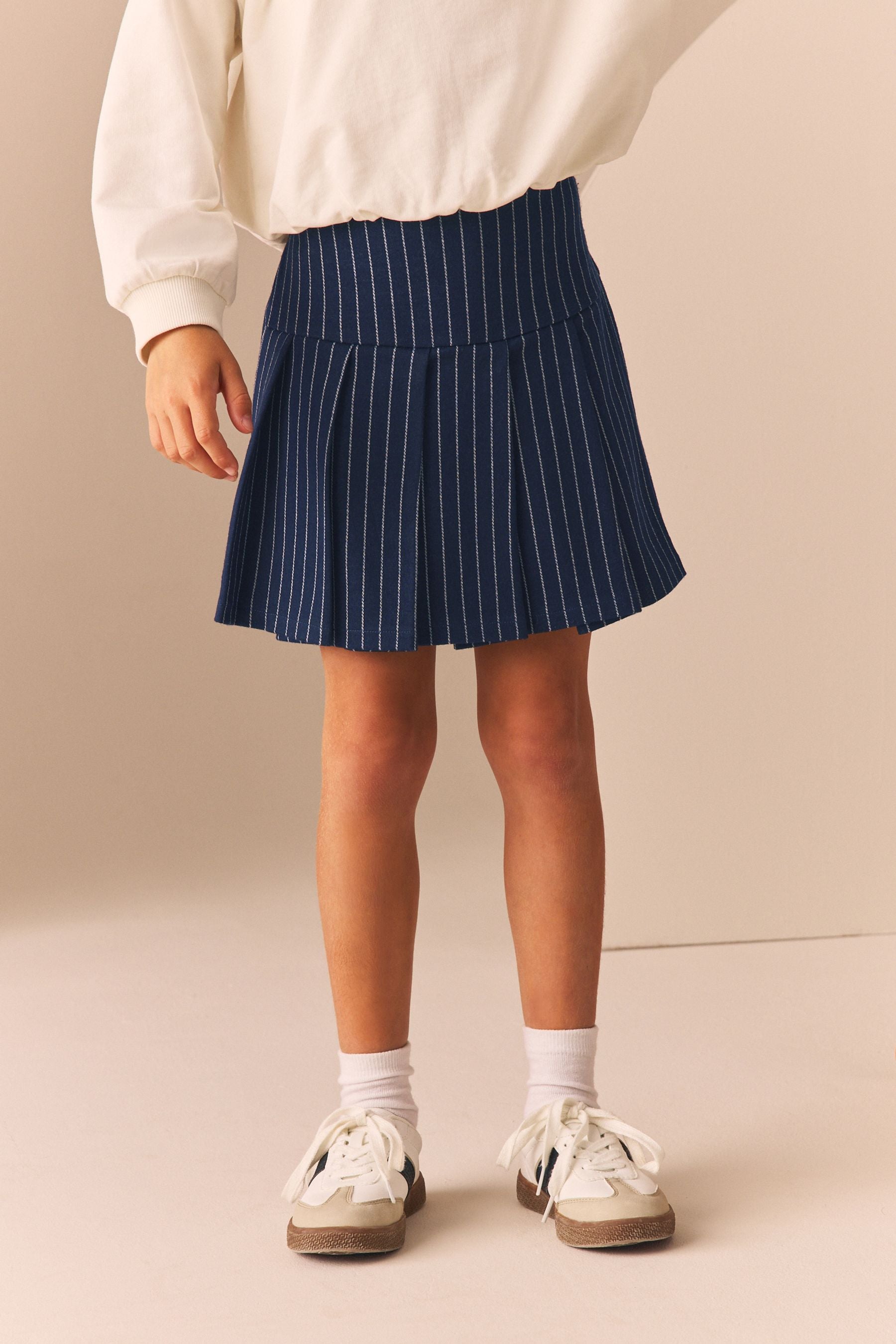 Navy Blue Stripe Pleated Skort (3-16yrs)