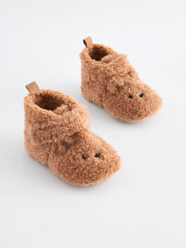 Neutral Brown Touch Fastening Character Baby Booties (0-2mths)