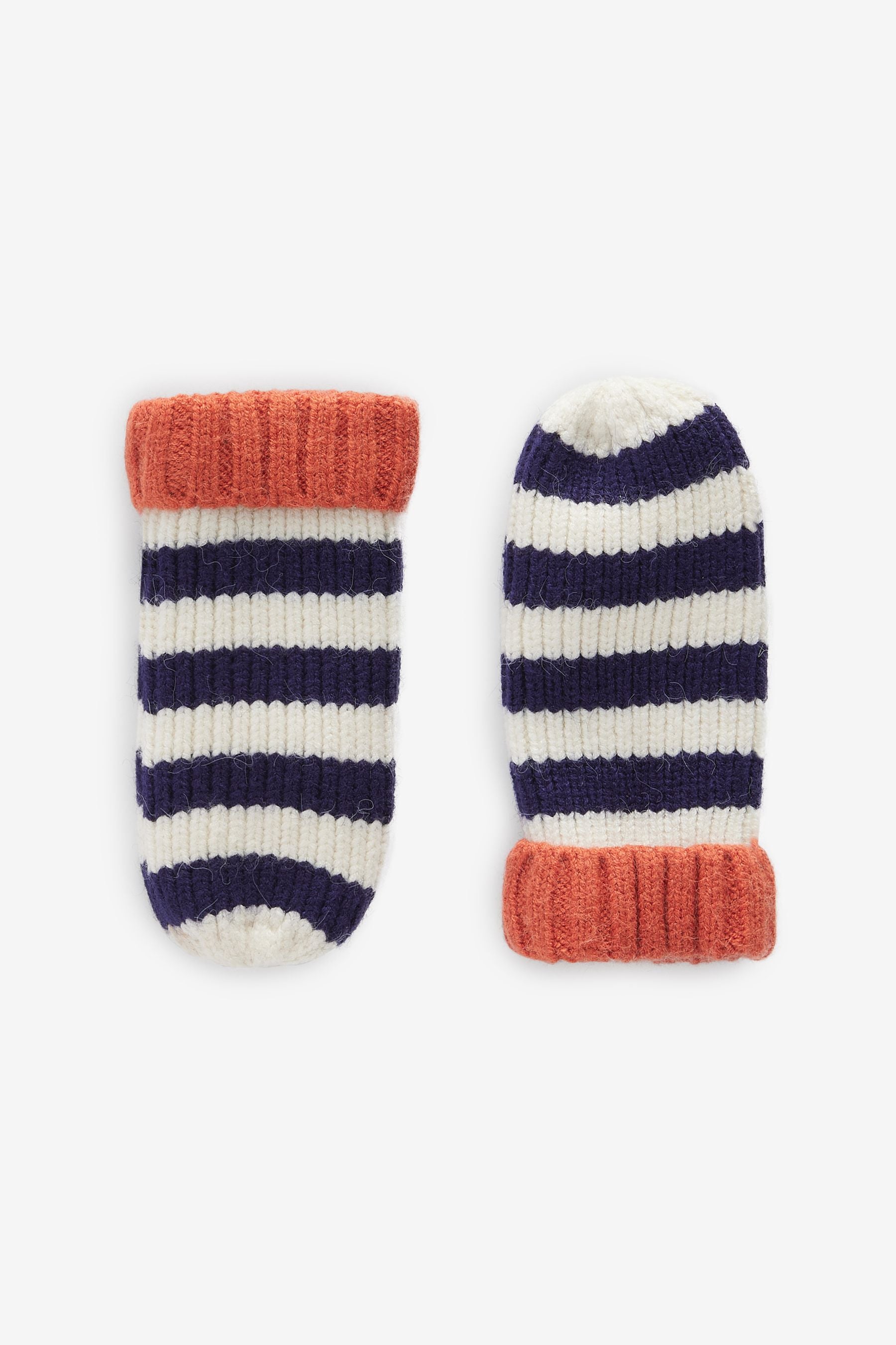 Navy Blue Stripe Hat And Mittens Set (3mths-10yrs)