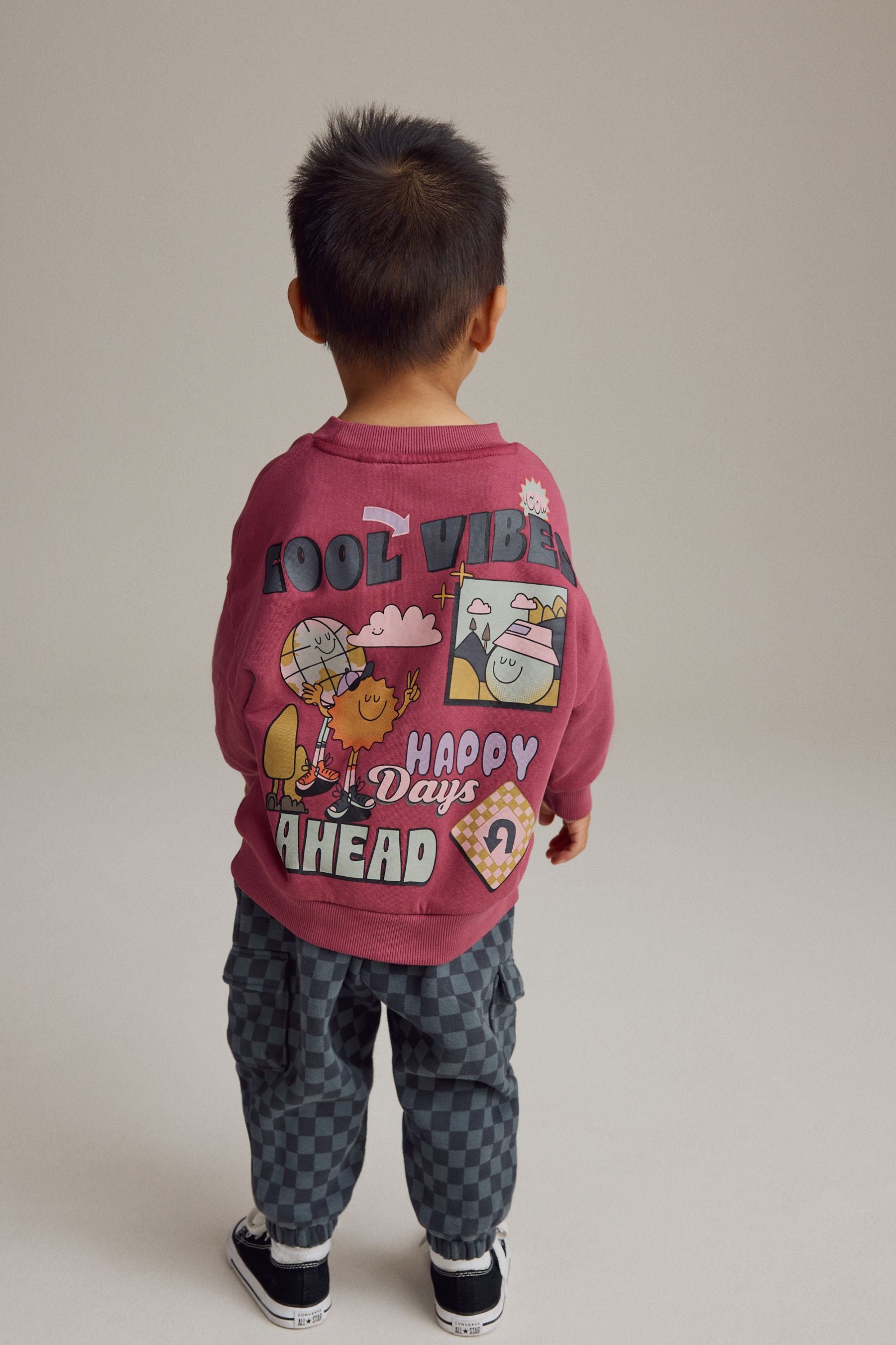 Burgundy Red Backprint Sweatshirt and Joggers Set (3mths-7yrs)