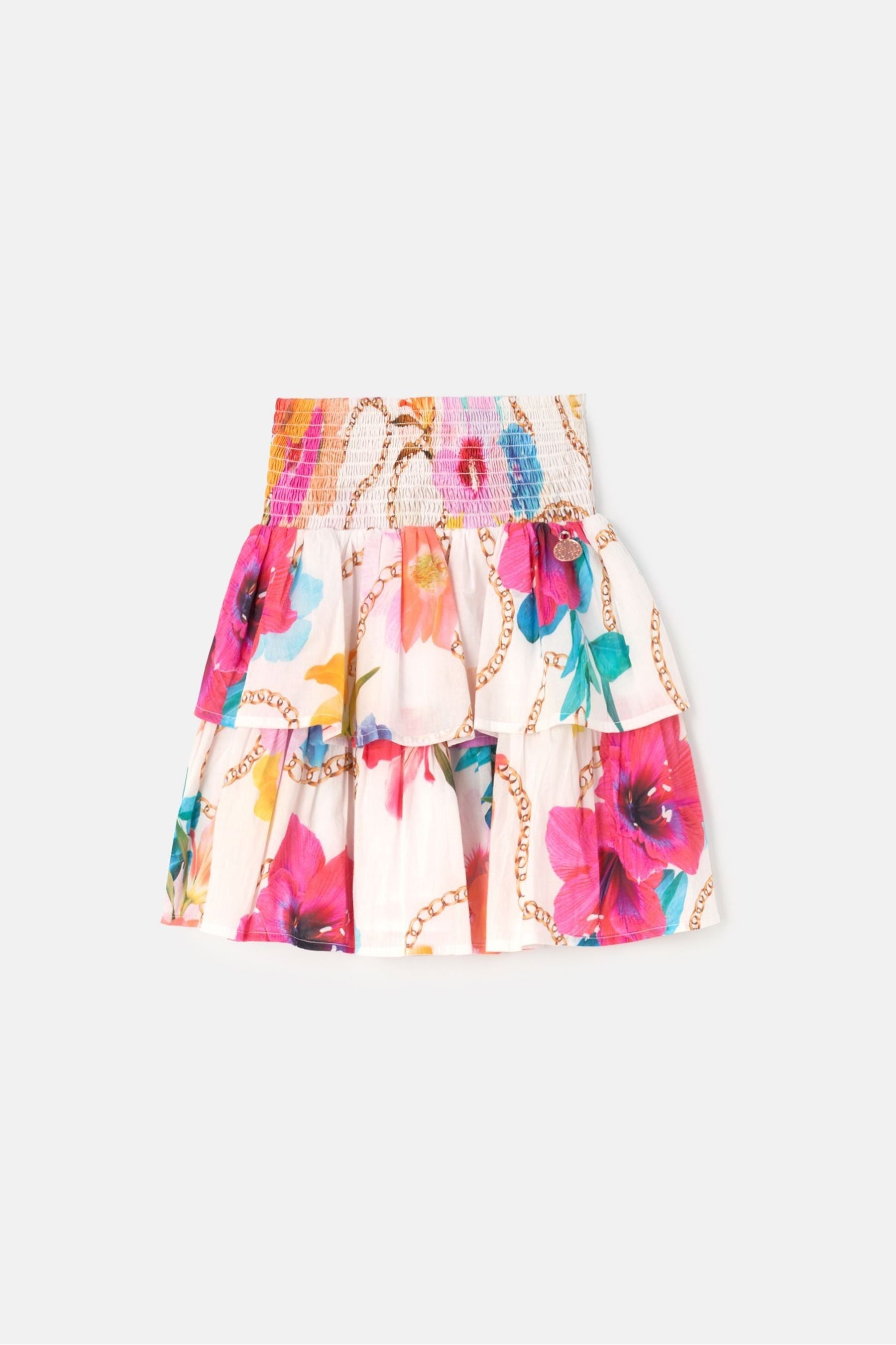 White Angel & Rocket Multi Katie Tiered Print Skirt