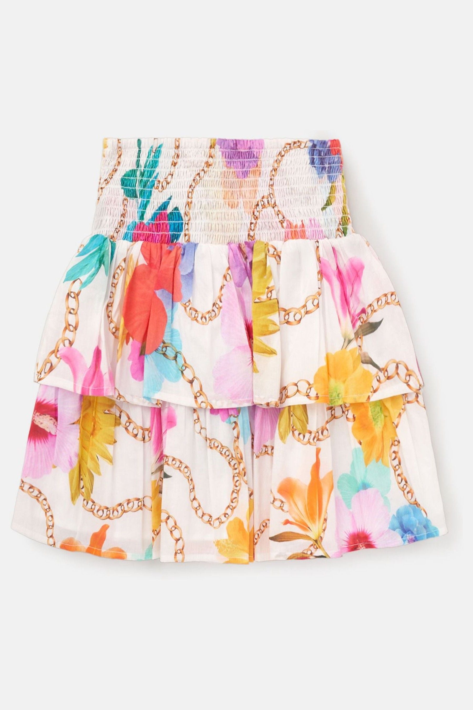 White Angel & Rocket Multi Katie Tiered Print Skirt