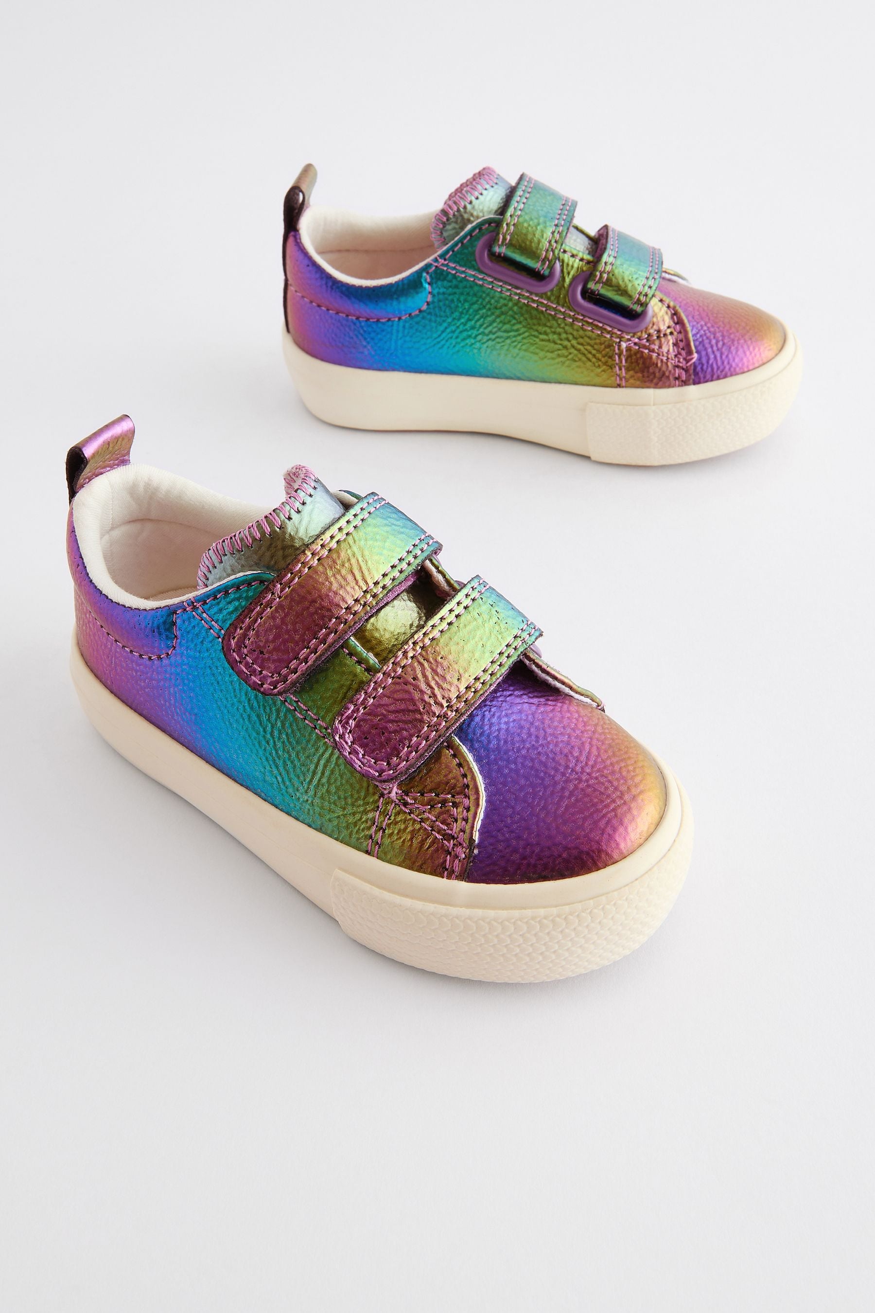 Rainbow Metallic Wide Fit (G) Chunky Trainers With Touch Fastening