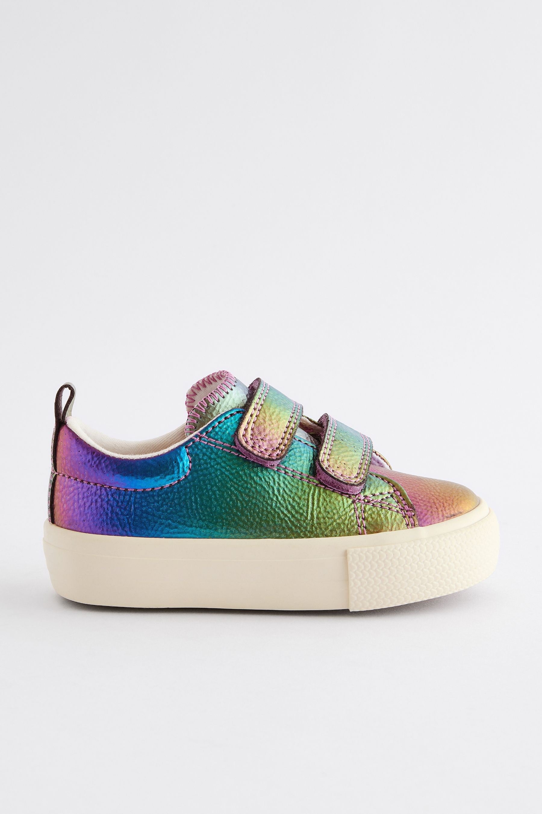 Rainbow Metallic Wide Fit (G) Chunky Trainers With Touch Fastening