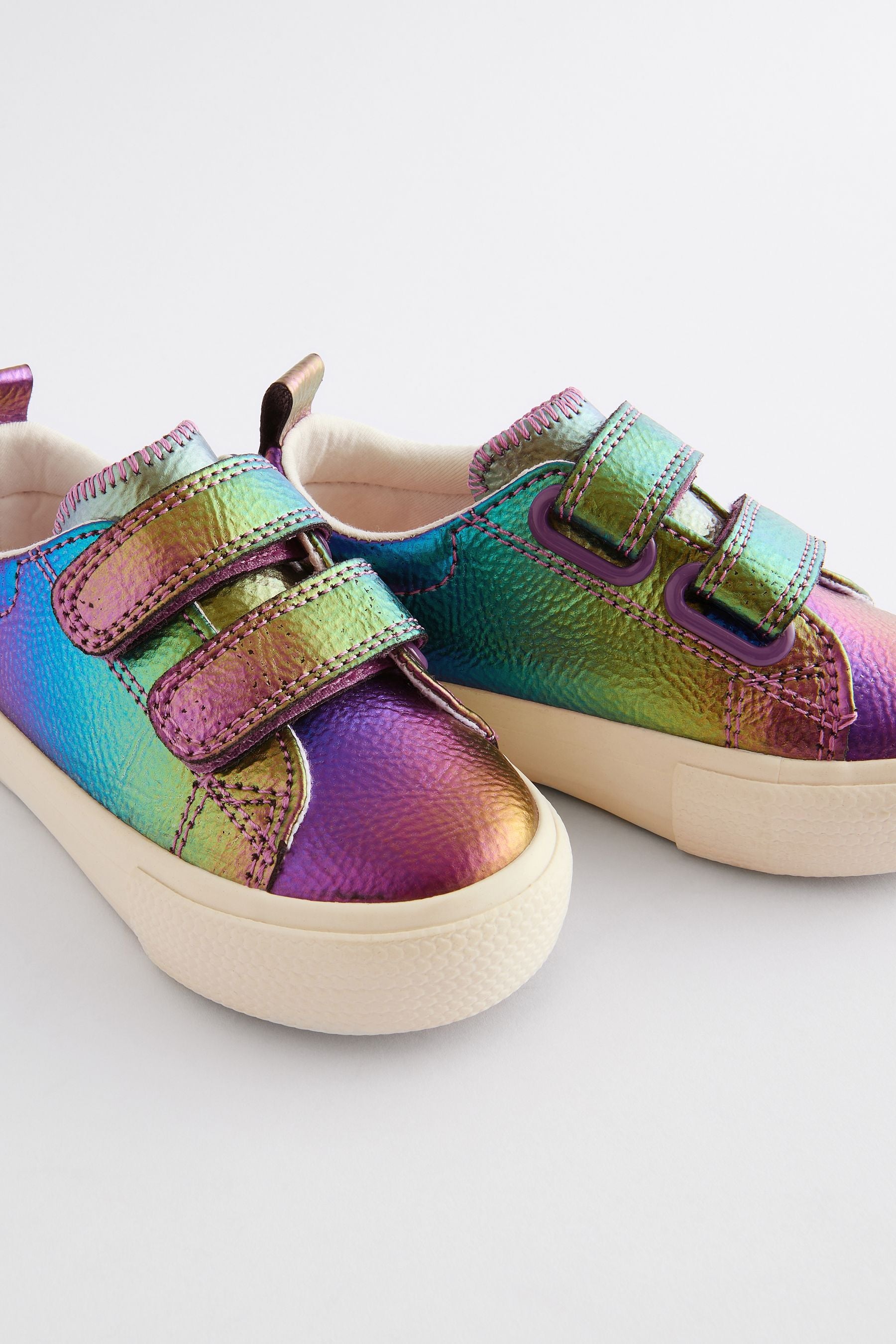 Rainbow Metallic Wide Fit (G) Chunky Trainers With Touch Fastening