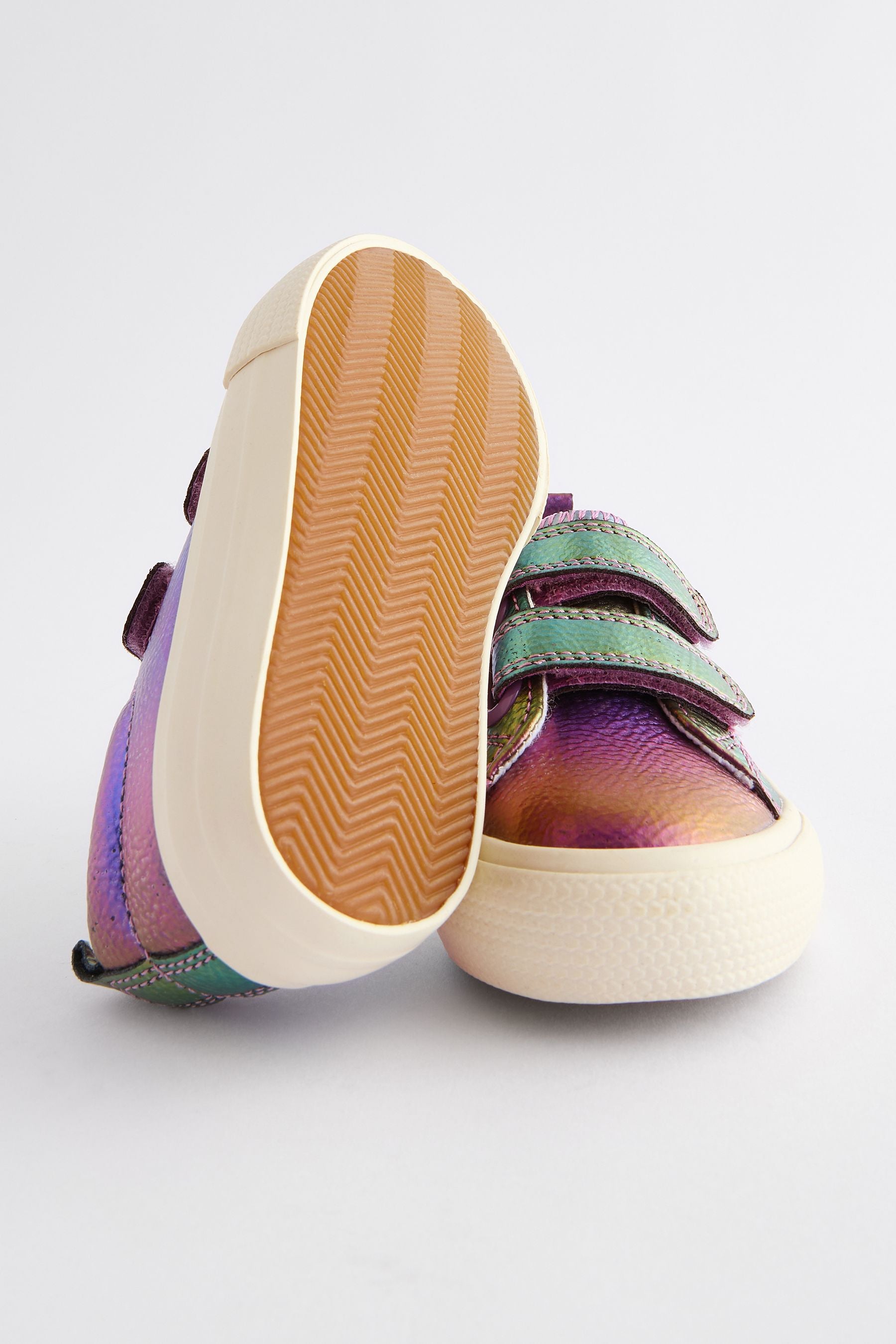 Rainbow Metallic Wide Fit (G) Chunky Trainers With Touch Fastening