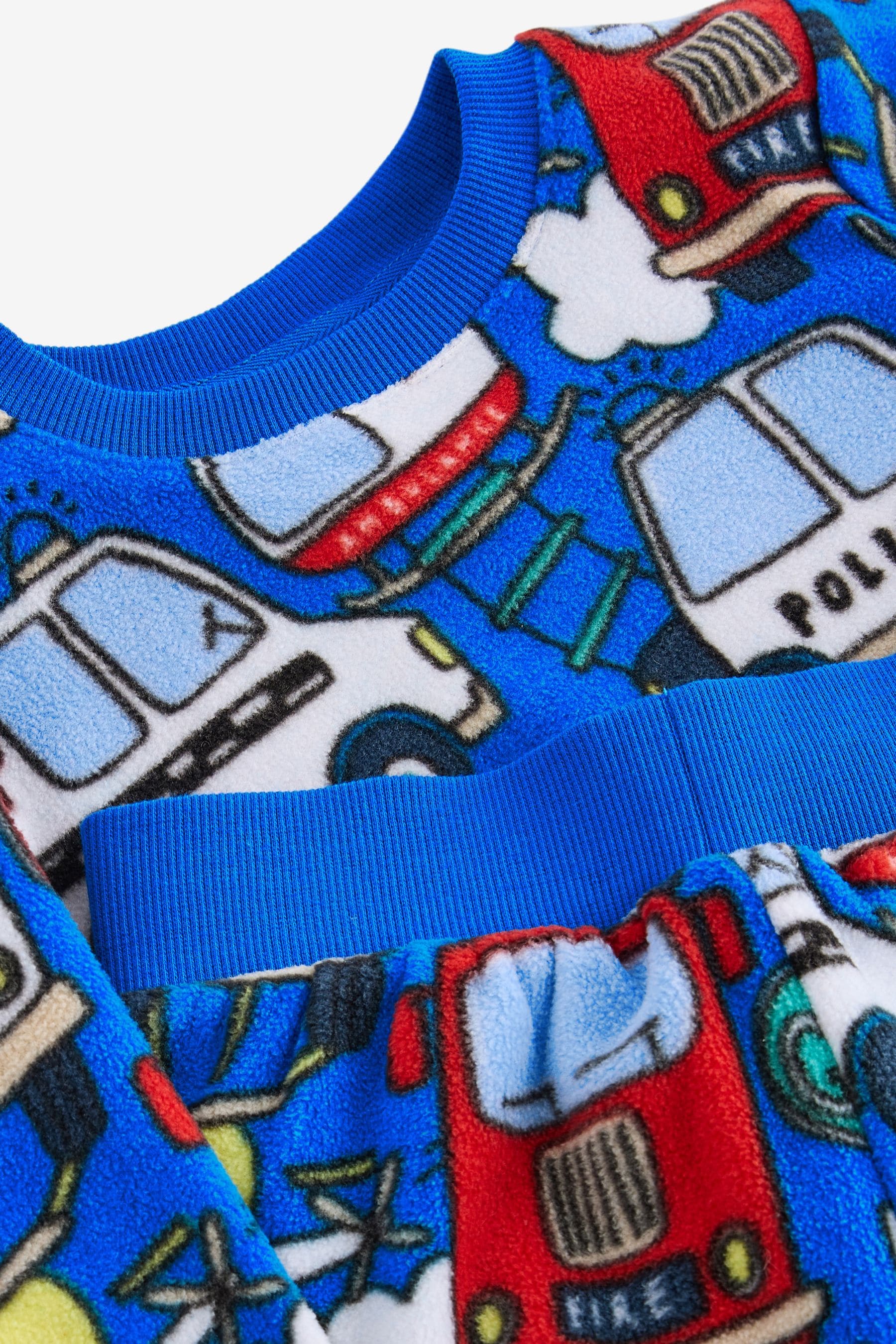 Red/Blue Emergency Vehicle Single Soft Touch Fleece With Elastane Pyjamas (9mths-12yrs)