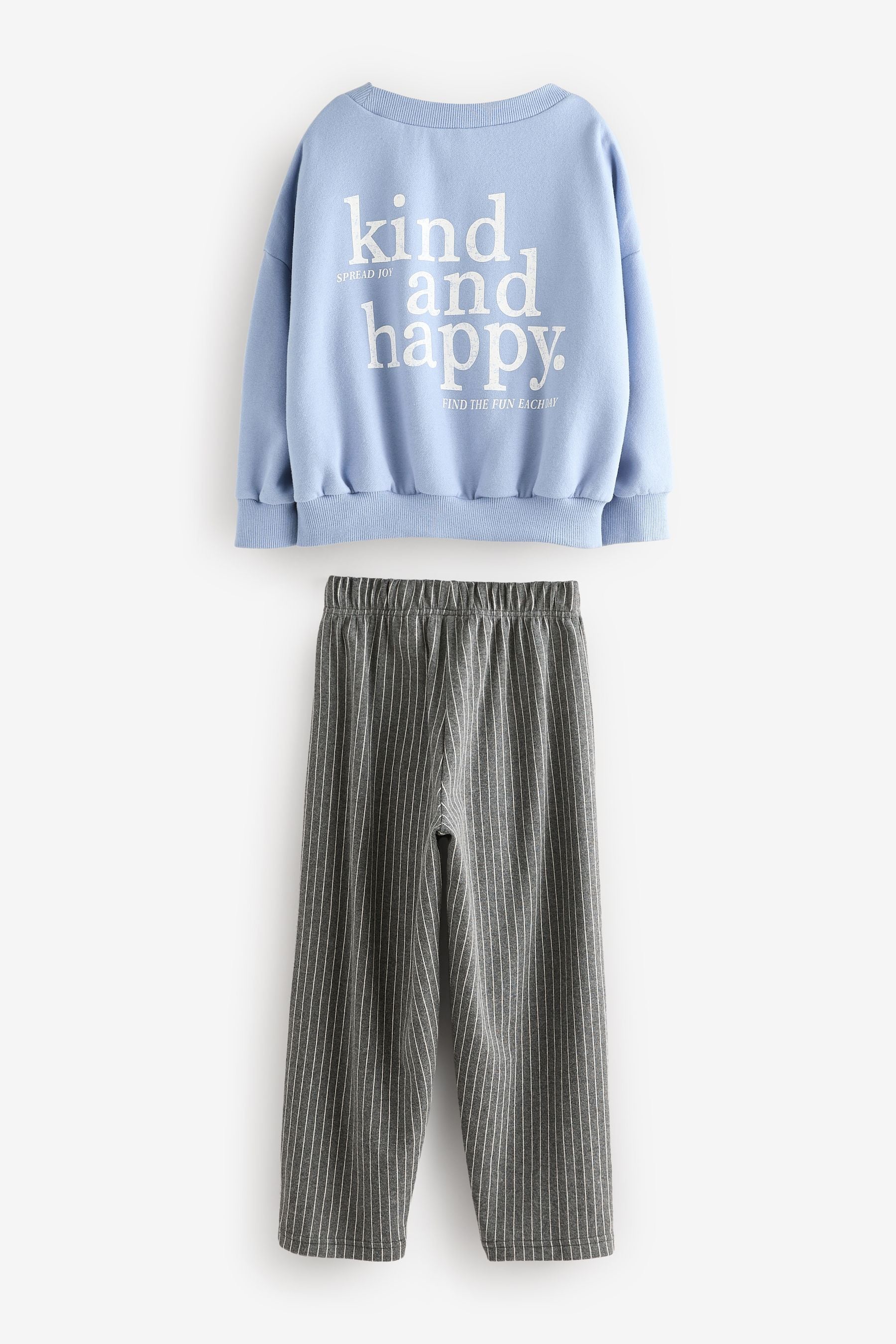 Blue Shirt Sweatshirt And Pinstripe Trousers Set (3-16yrs)