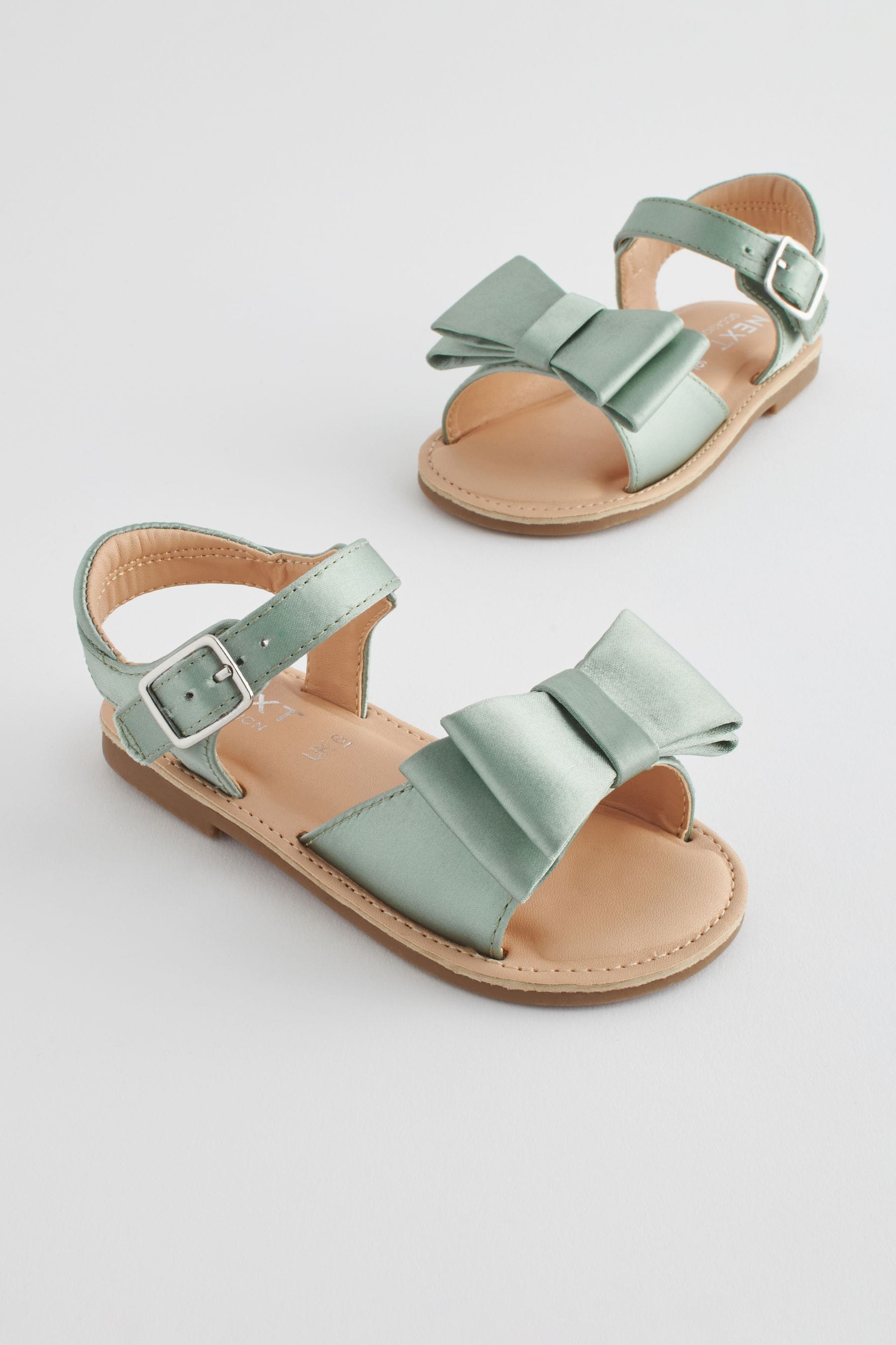 Sage Green Satin Bridesmaid Bow Sandals