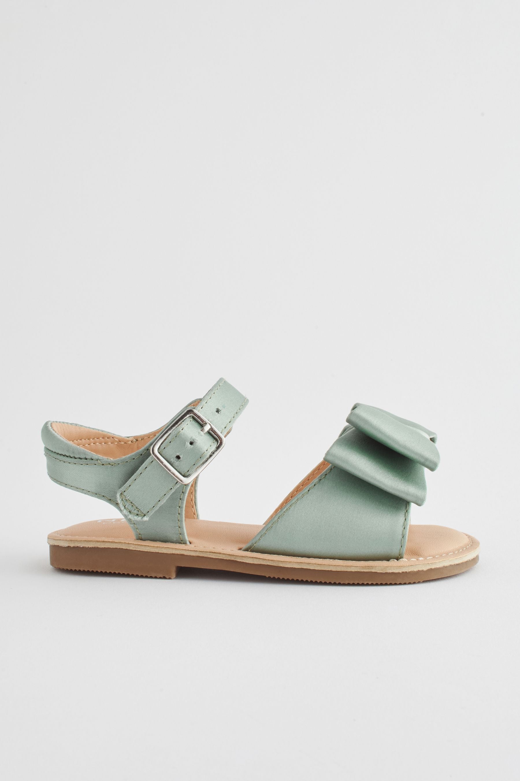 Sage Green Satin Bridesmaid Bow Sandals