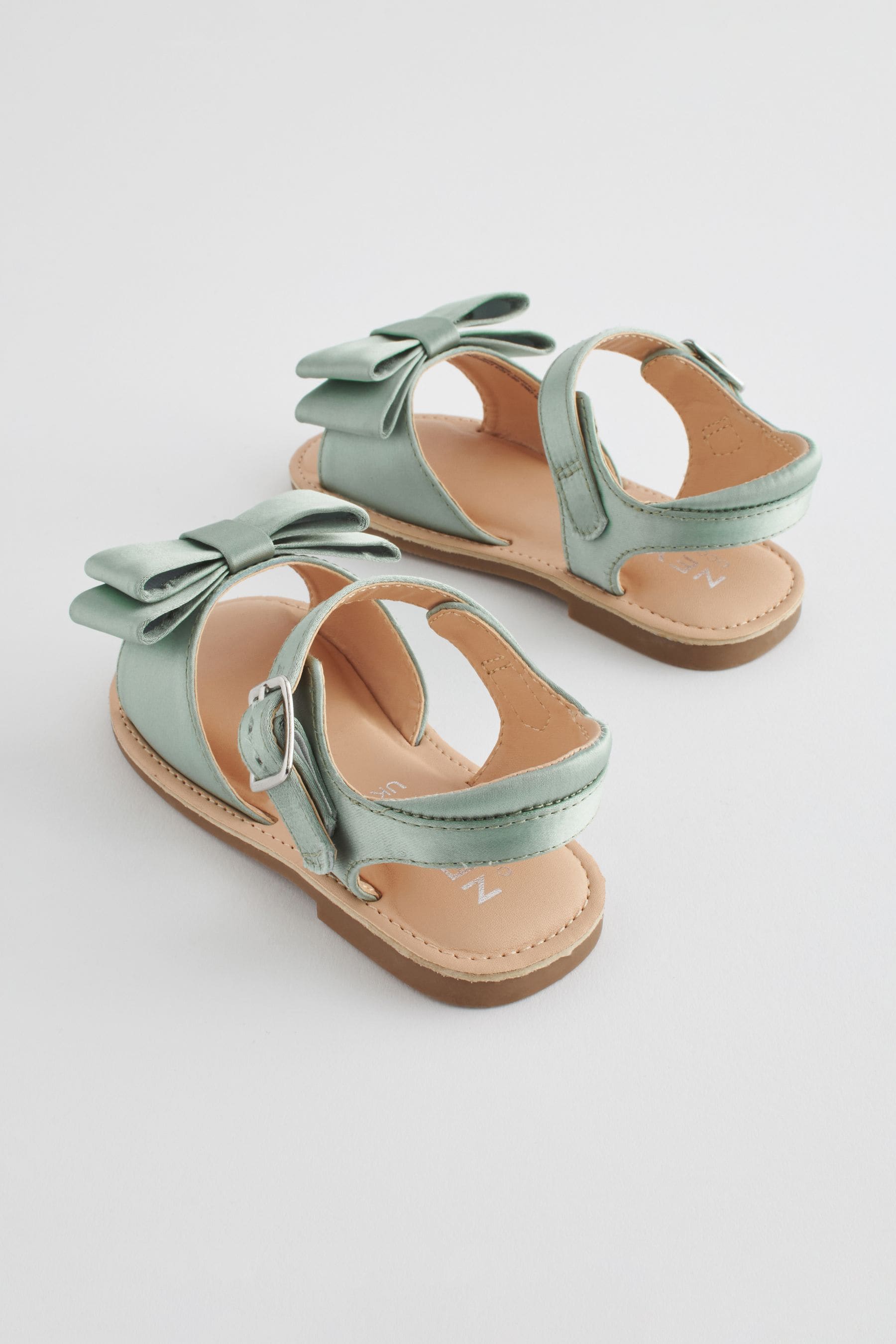 Sage Green Satin Bridesmaid Bow Sandals