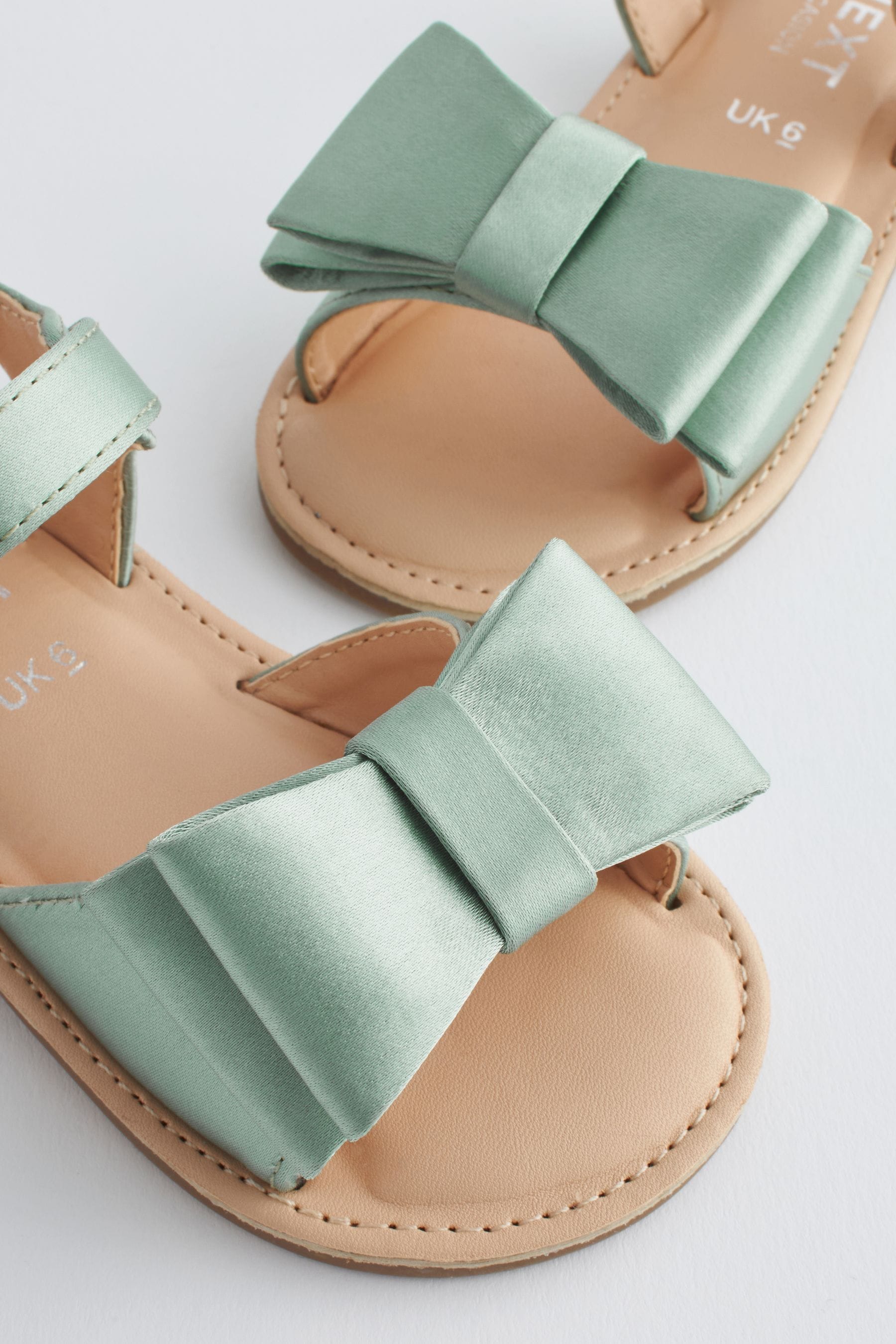 Sage Green Satin Bridesmaid Bow Sandals