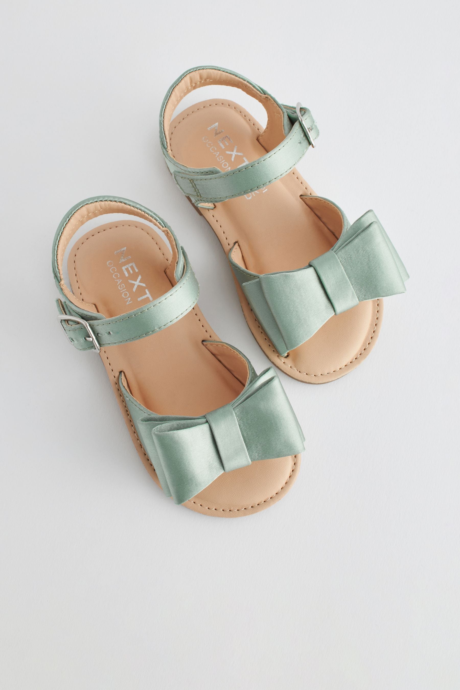 Sage Green Satin Bridesmaid Bow Sandals