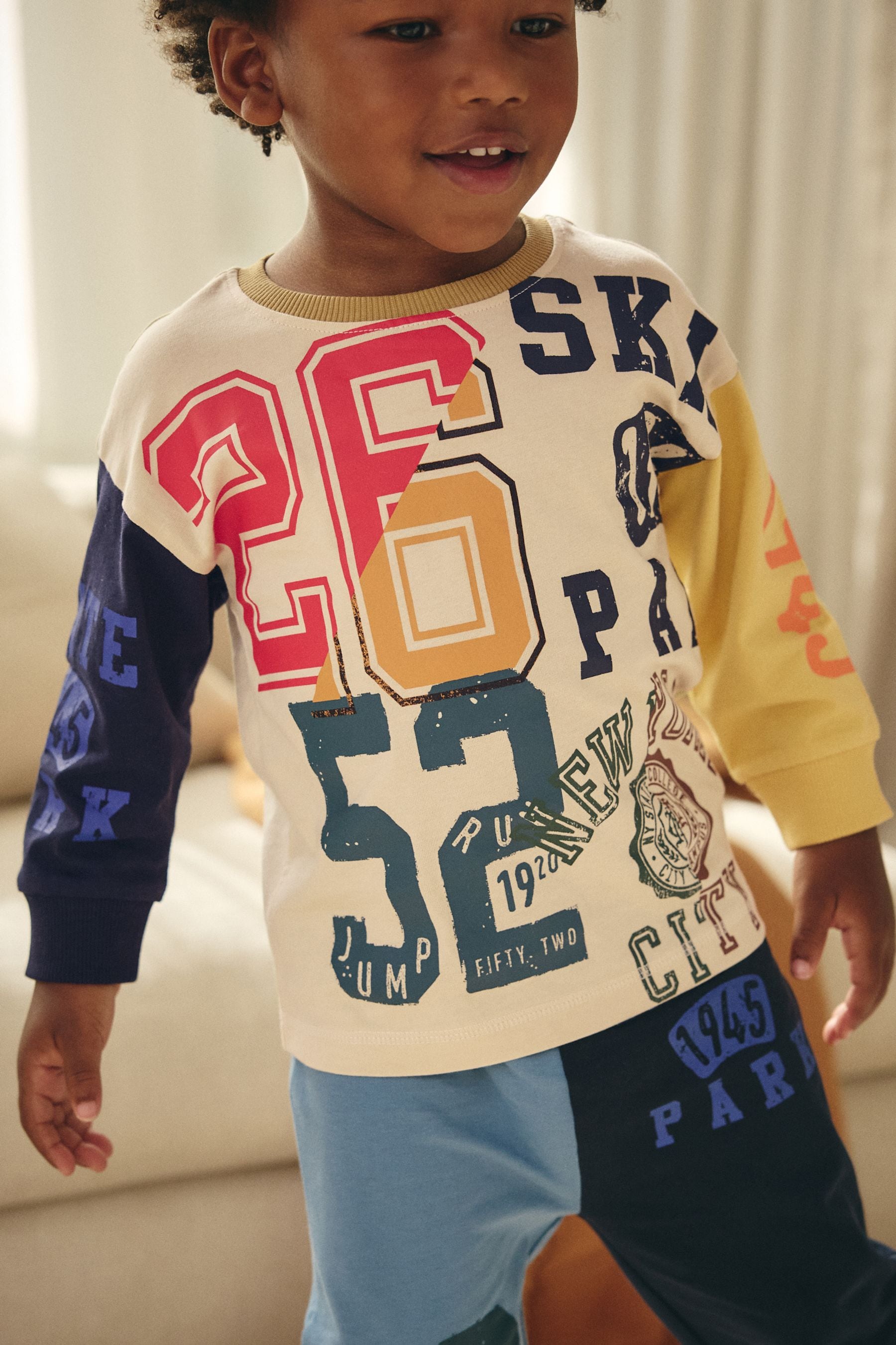 Multi Bright Varsity Oversized Single 100% Cotton Pyjamas (9mths-8yrs)