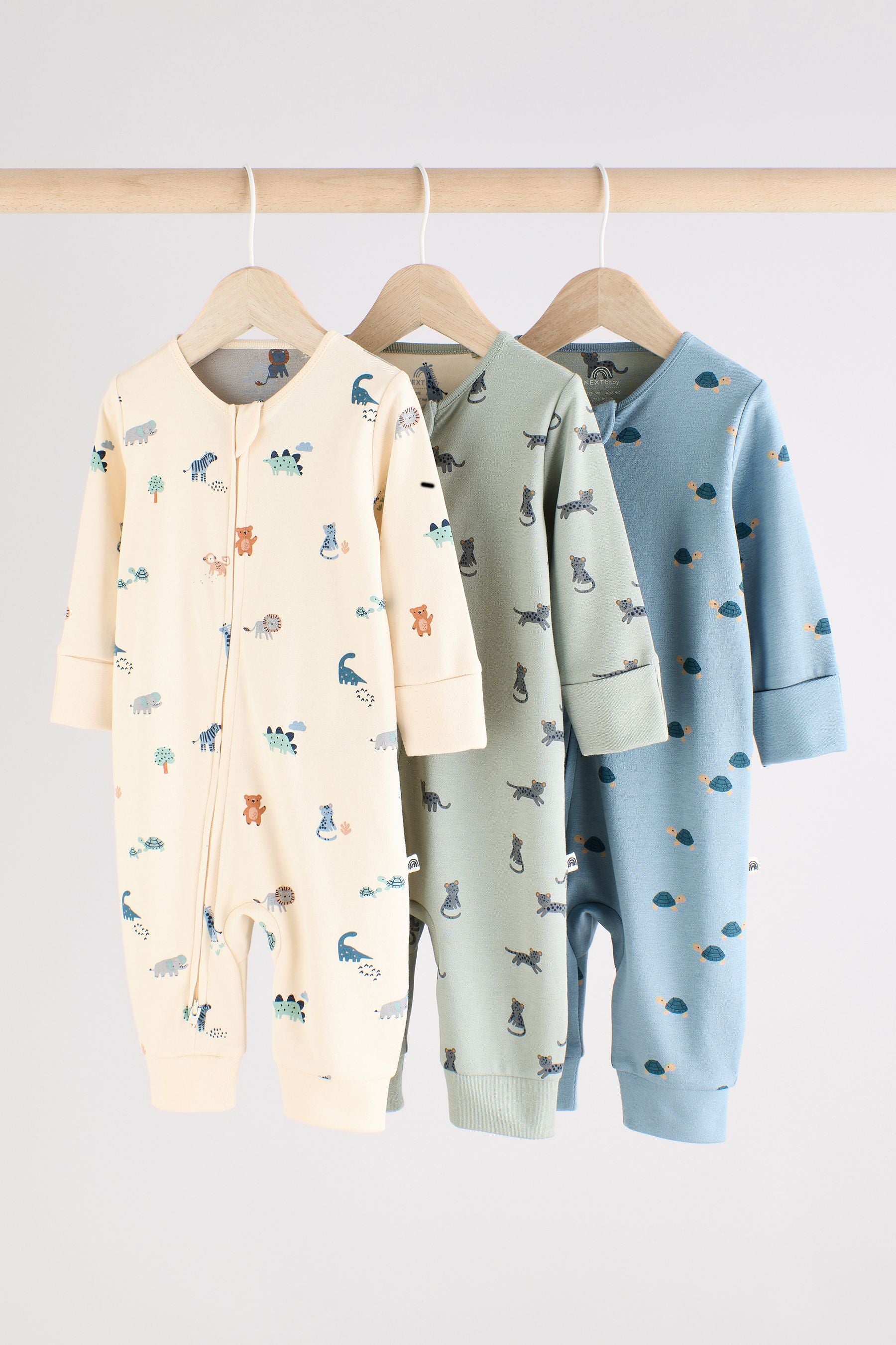 Teal Blue Printed Baby Sleepsuits 3 Pack (0mths-3yrs)