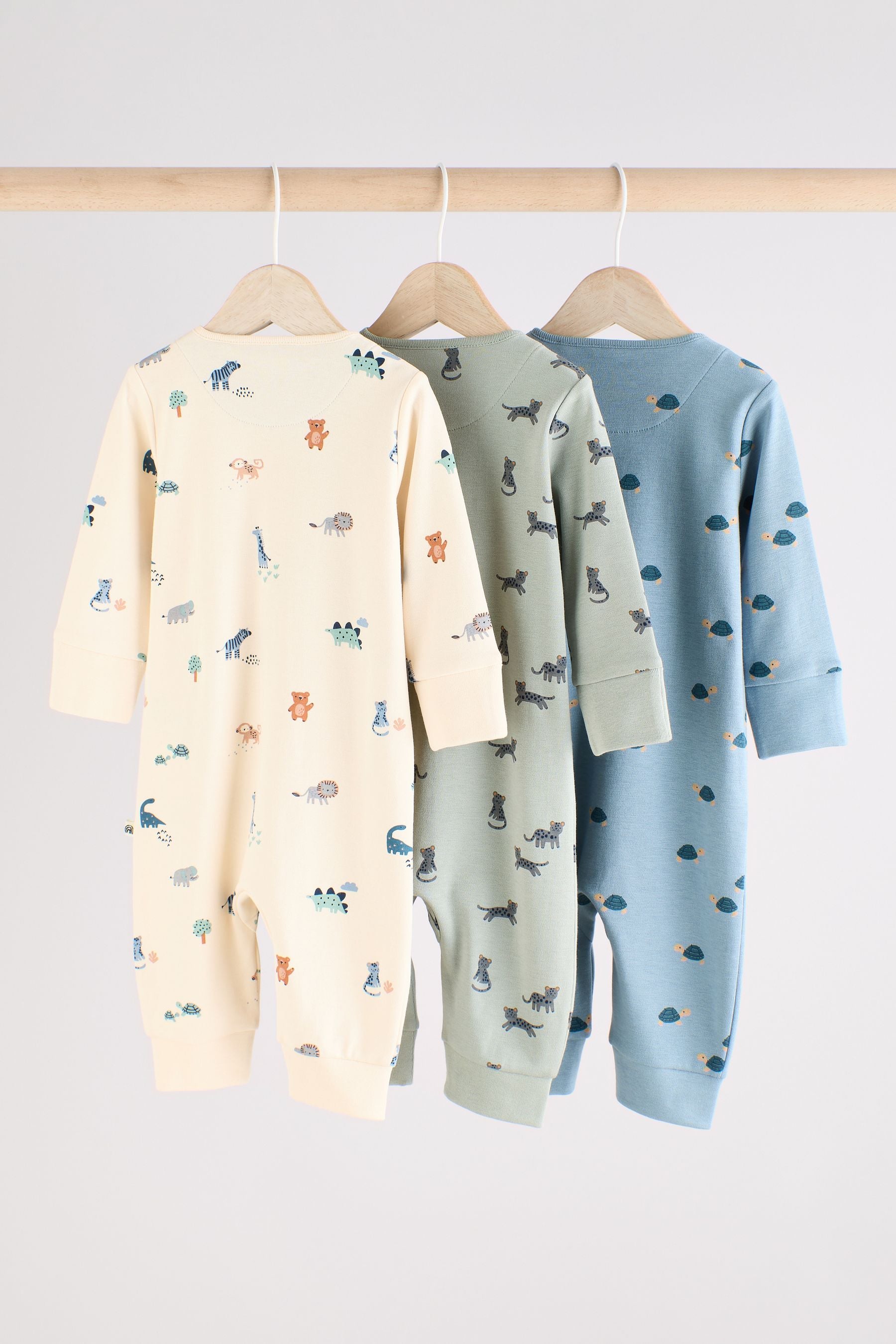 Teal Blue Printed Baby Sleepsuits 3 Pack (0mths-3yrs)