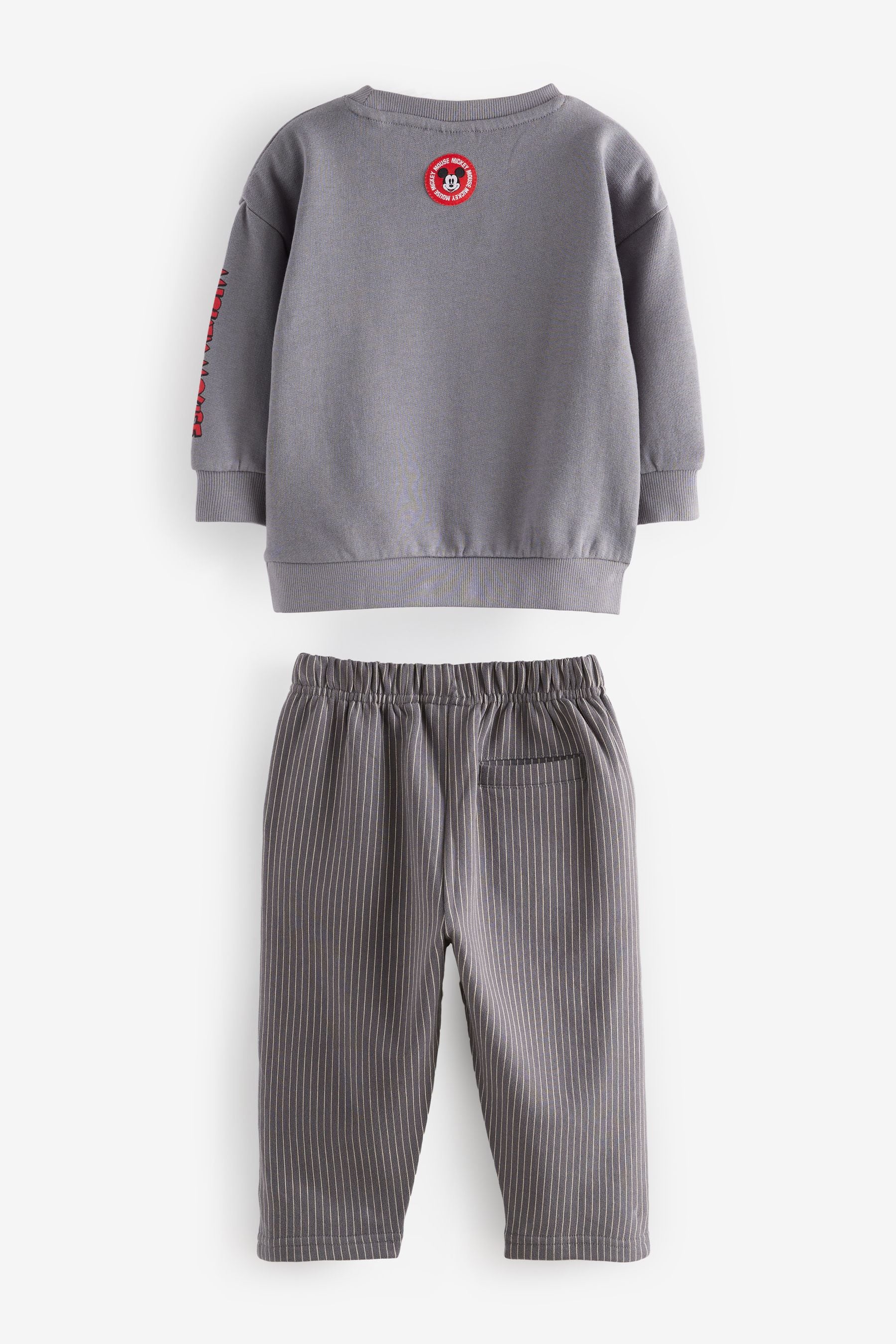 Charcoal Grey Mickey Sweatshirt and Stripe 100% Cotton Joggers Set (3mths-8yrs)