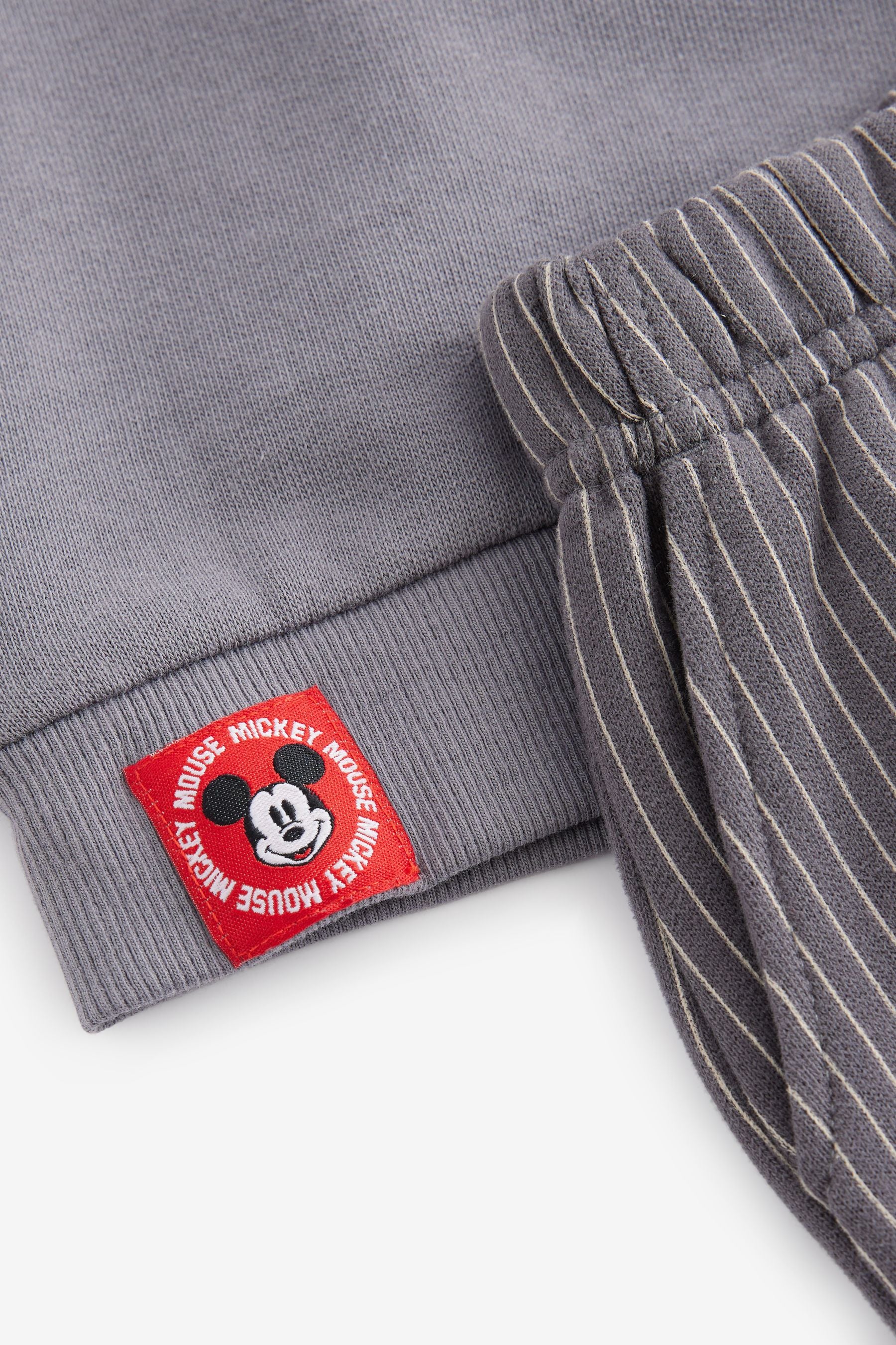 Charcoal Grey Mickey Sweatshirt and Stripe 100% Cotton Joggers Set (3mths-8yrs)