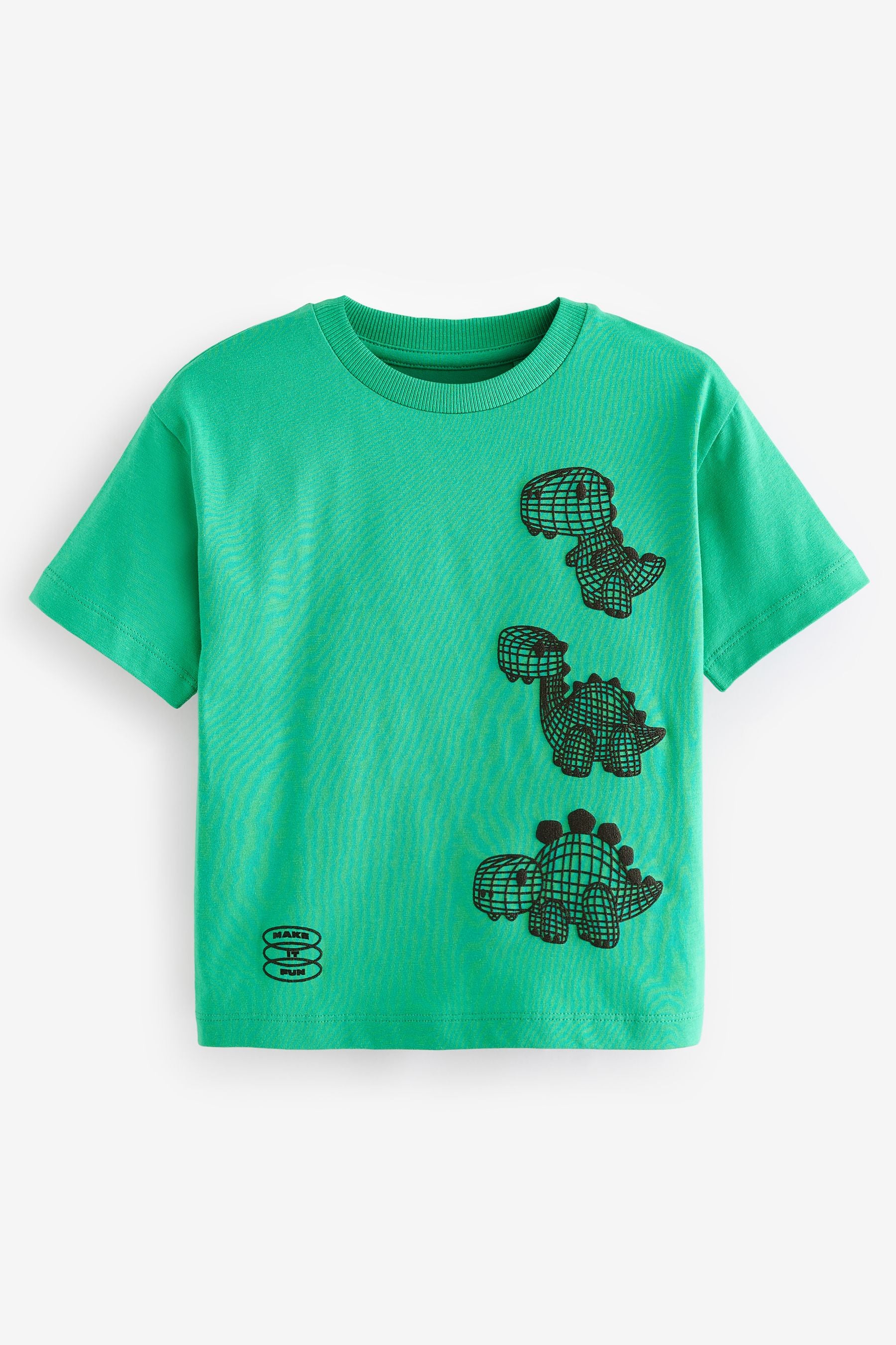 Green/Black Dinosaur Short Sleeve Character T-Shirt (3mths-7yrs)