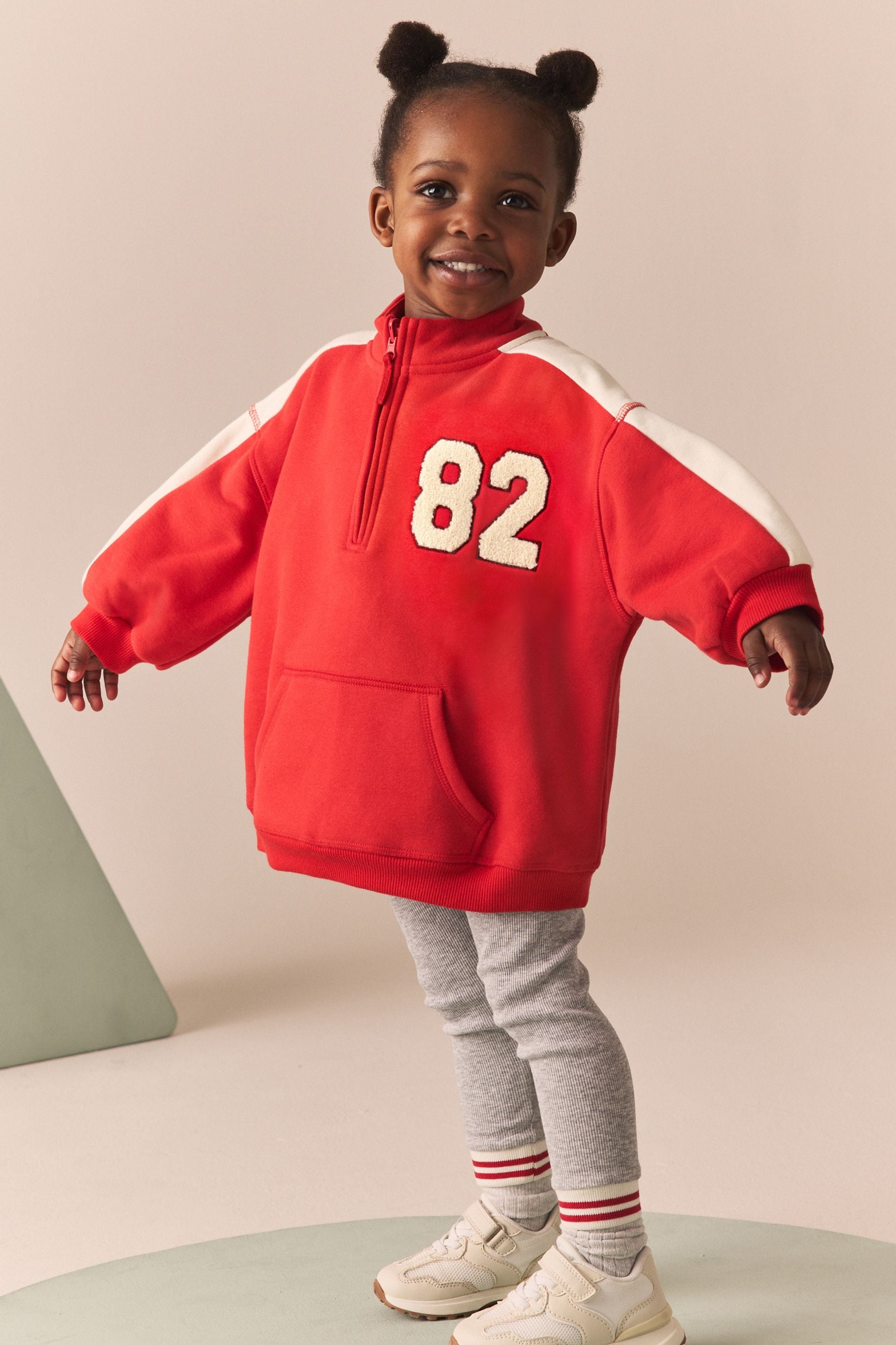 Red Half Zip Sweater And Leggings Set (3mths-7yrs)