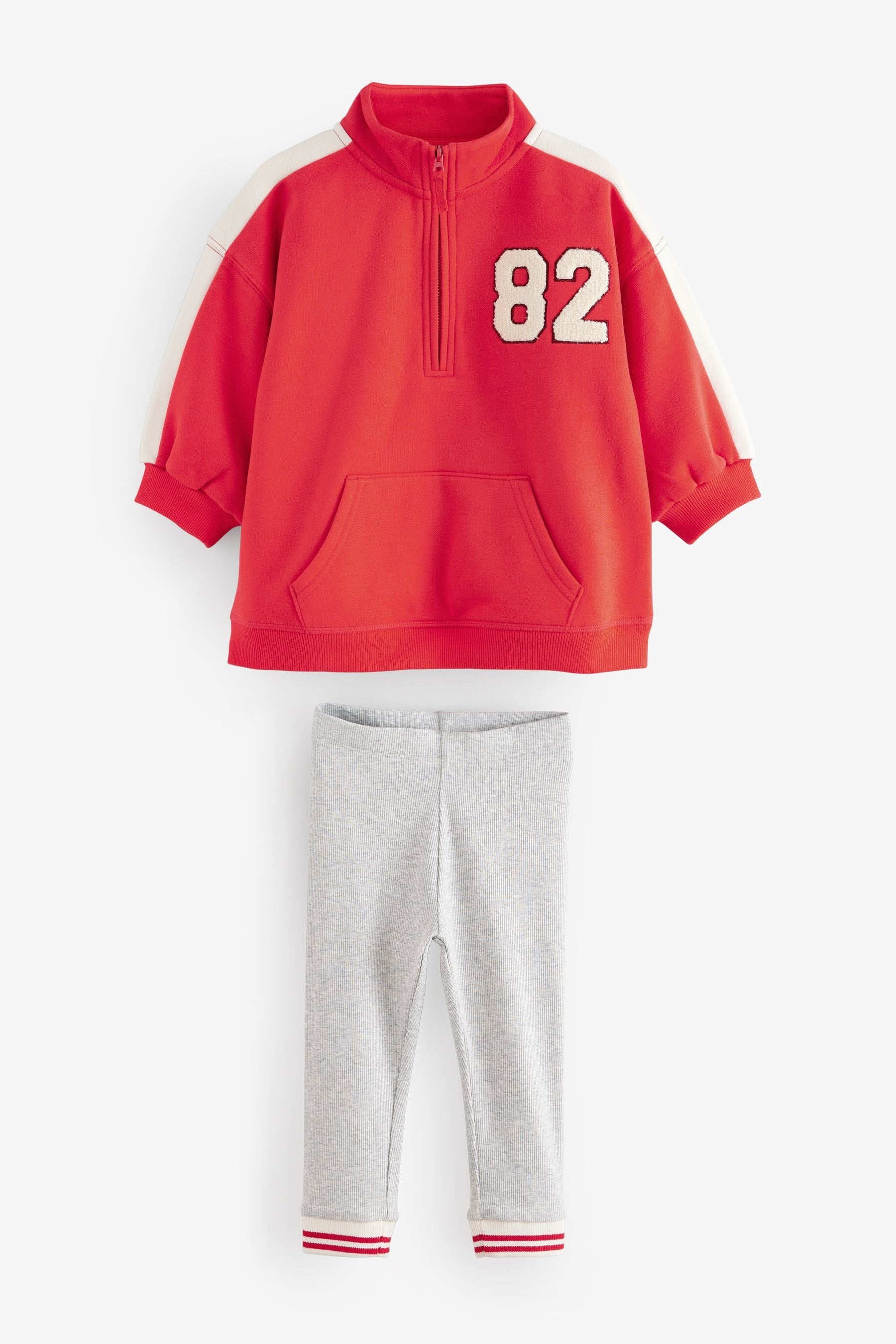 Red Half Zip Sweater And Leggings Set (3mths-7yrs)