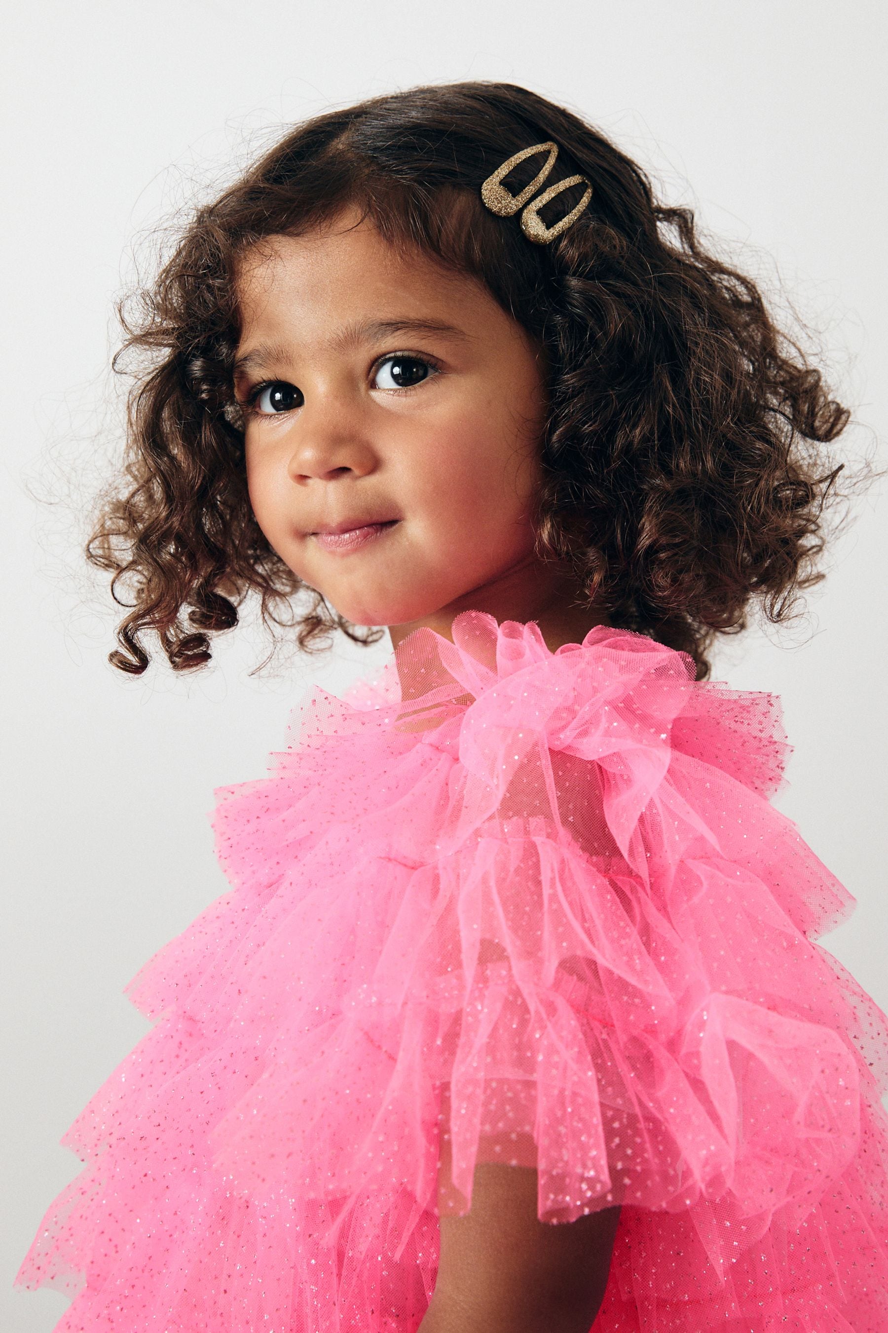 Bright Pink Sparkle Ruffle Mesh Dress (3mths-8yrs)