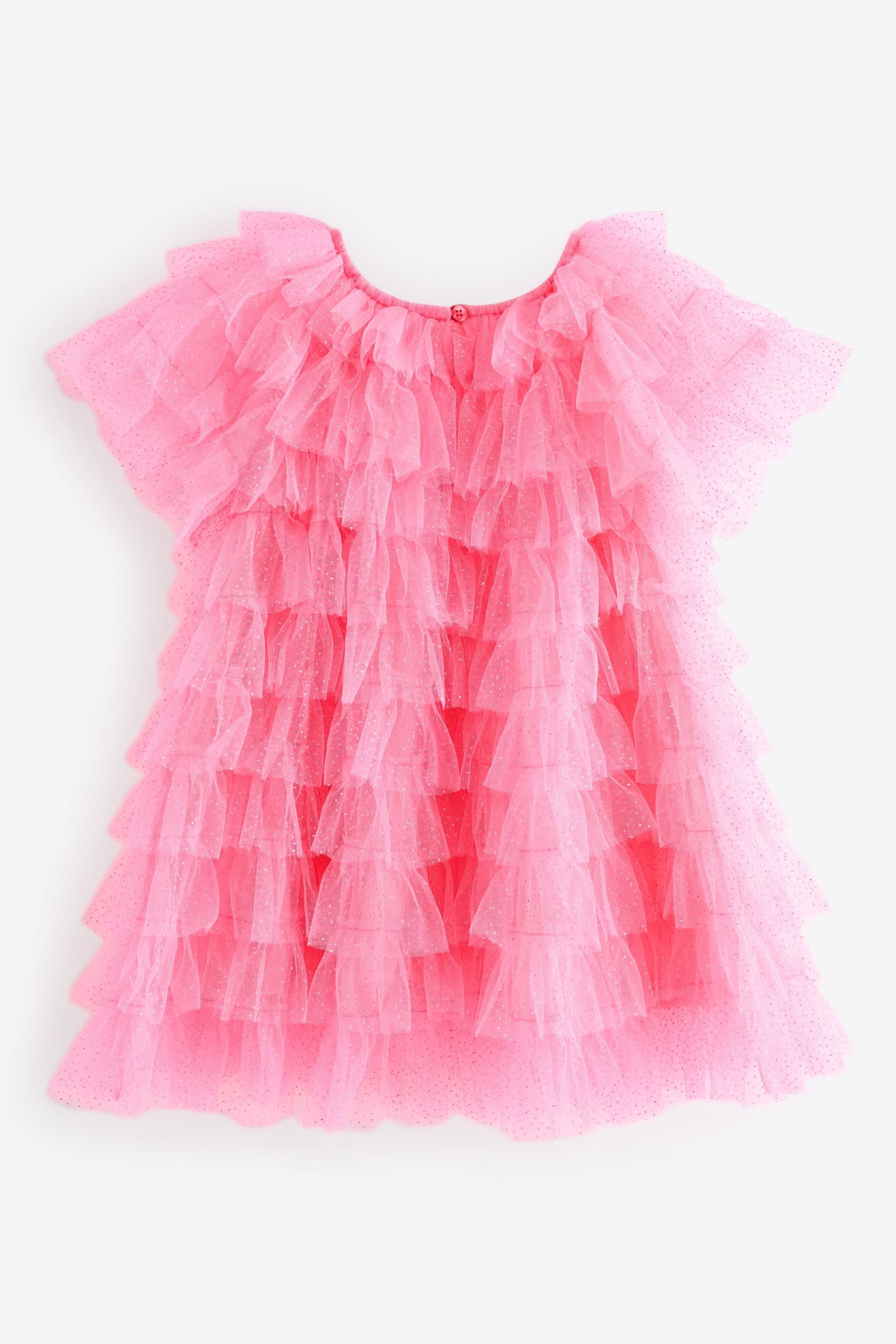 Bright Pink Sparkle Ruffle Mesh Dress (3mths-8yrs)