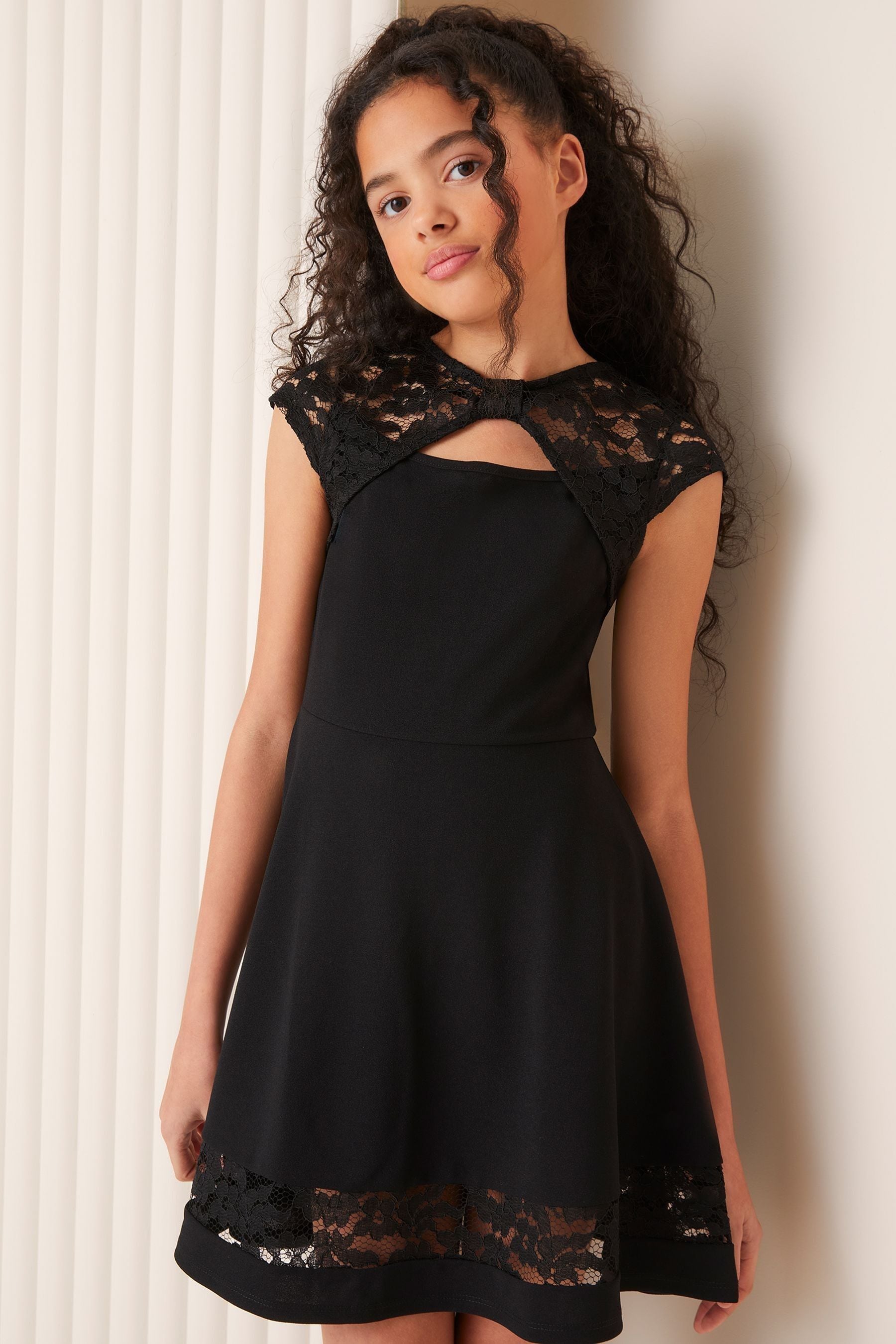 Black Lipsy Lace Yoke Dress (5-16yrs)