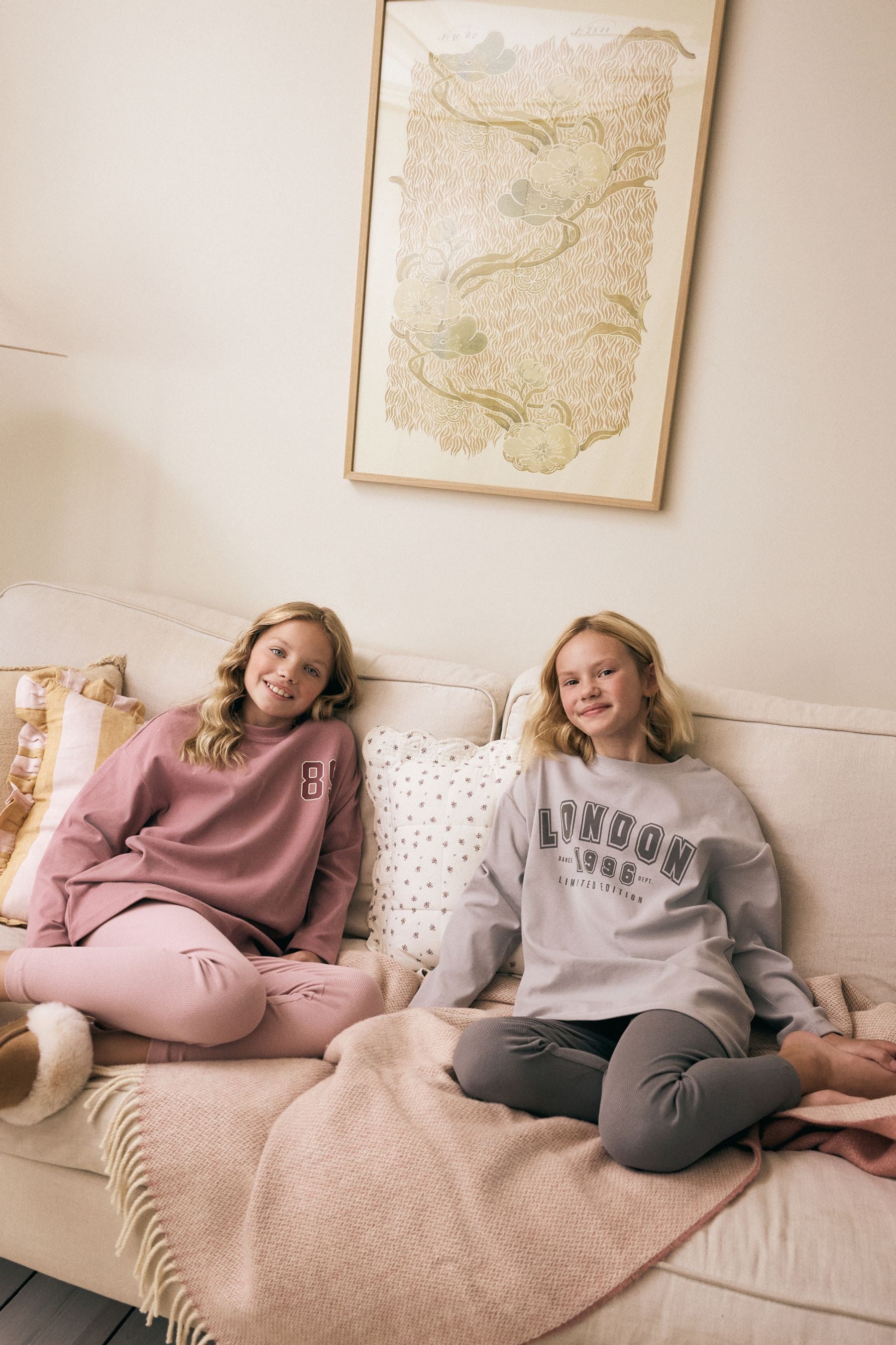 Pink/Grey Collegiate Legging Pyjamas 2 Pack (3-16yrs)