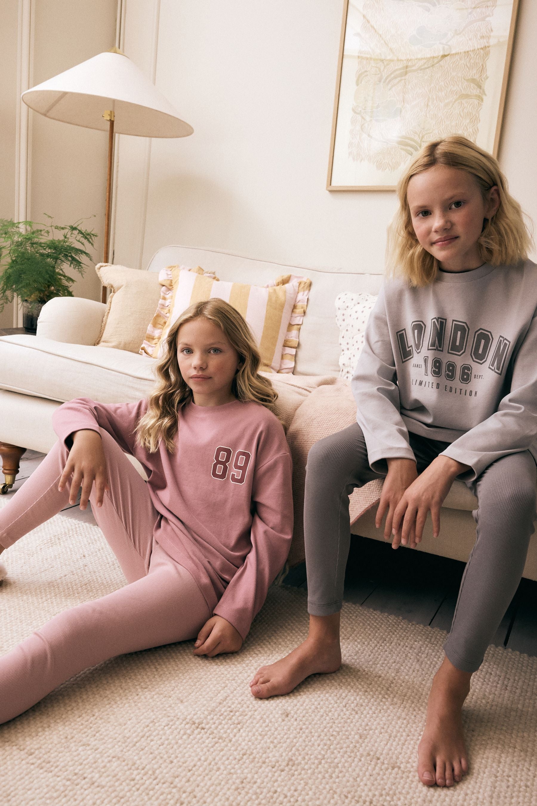 Pink/Grey Collegiate Legging Pyjamas 2 Pack (3-16yrs)