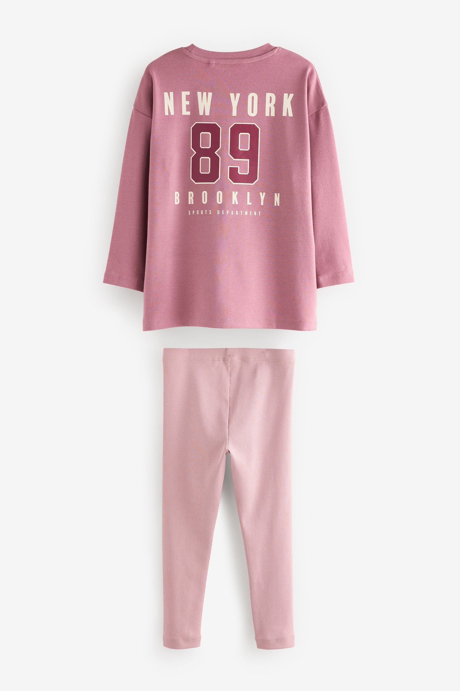 Pink/Grey Collegiate Legging Pyjamas 2 Pack (3-16yrs)