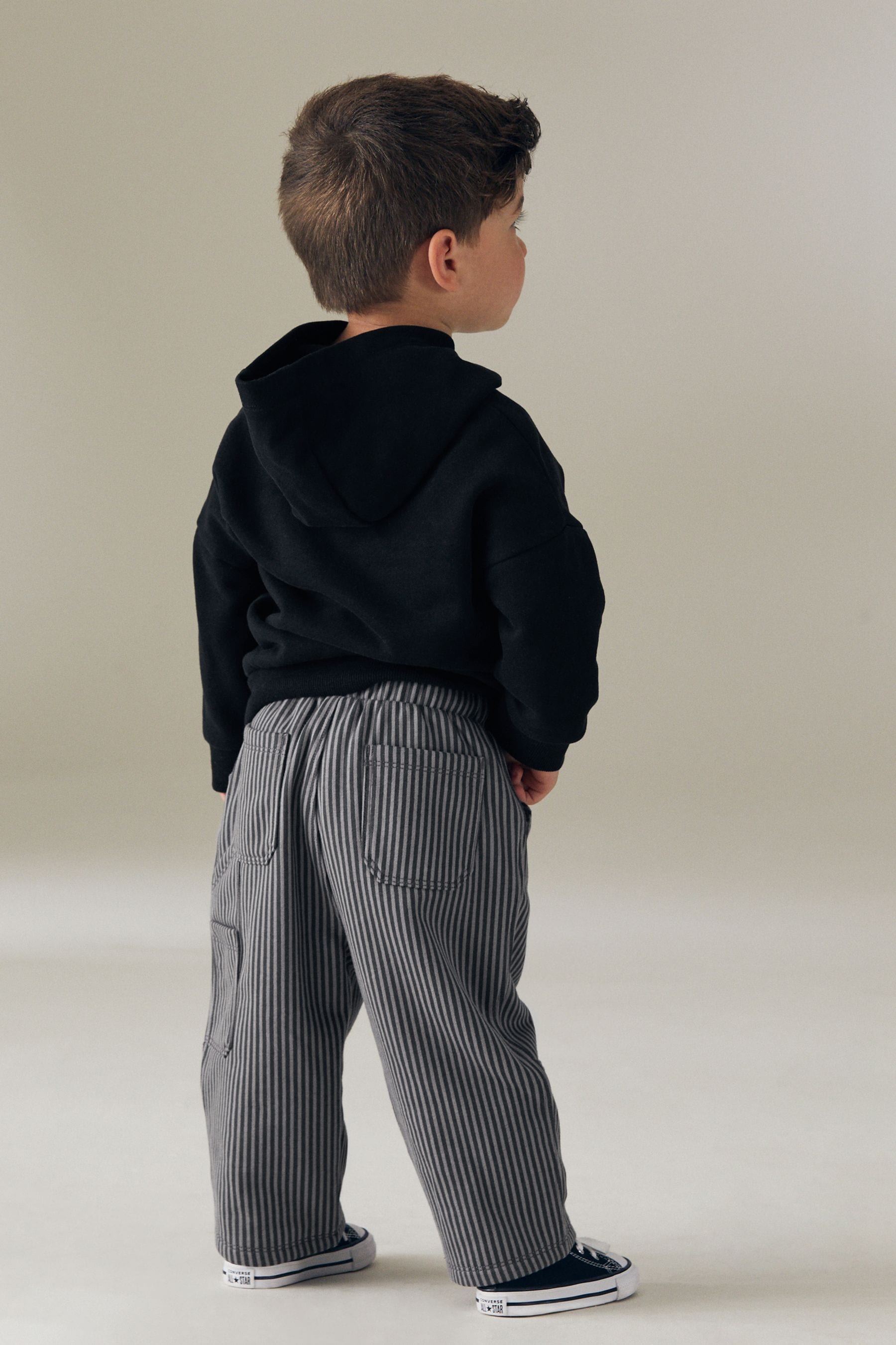 Black Stripe Hoodie and Carpenter Joggers Set (3mths-7yrs)