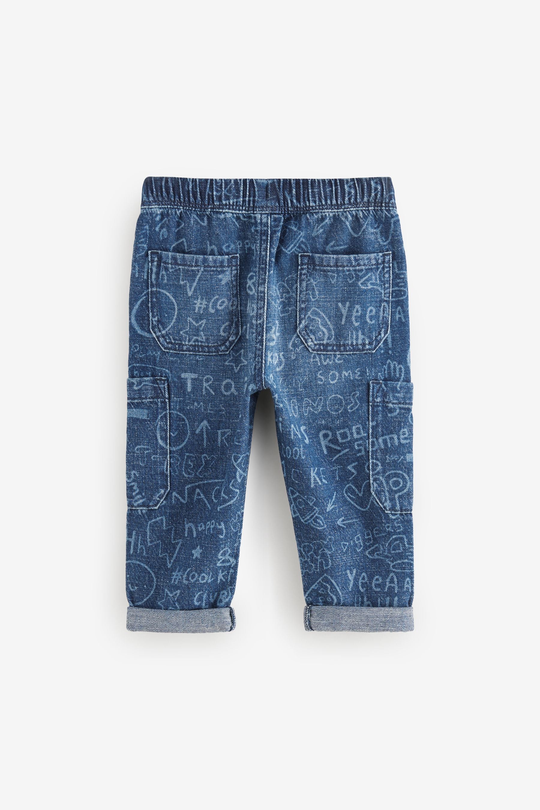 Mid Blue Graffiti 100% Cotton Laser Print Jeans (3mths-7yrs)