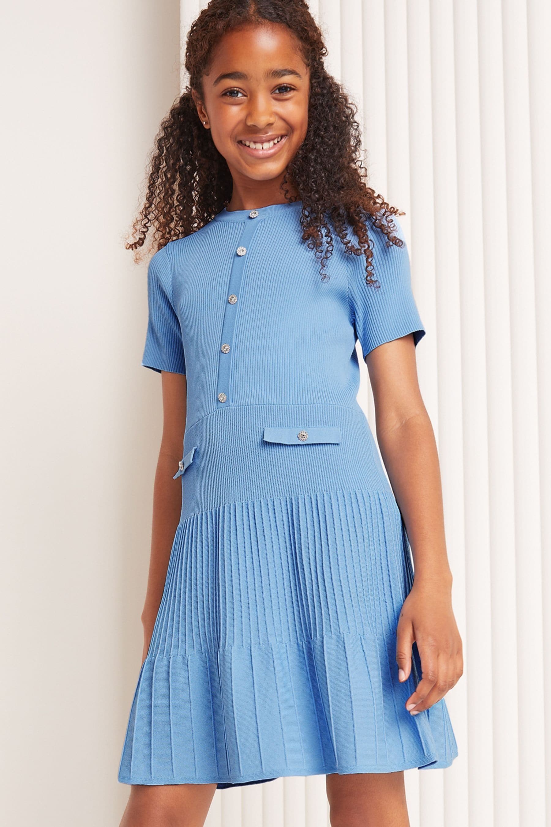 Lipsy Light Blue Knitted Mini Dress (5-16yrs)