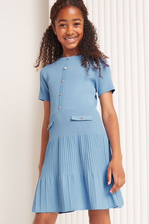 Light Blue Knitted Mini Dress (5-16yrs)